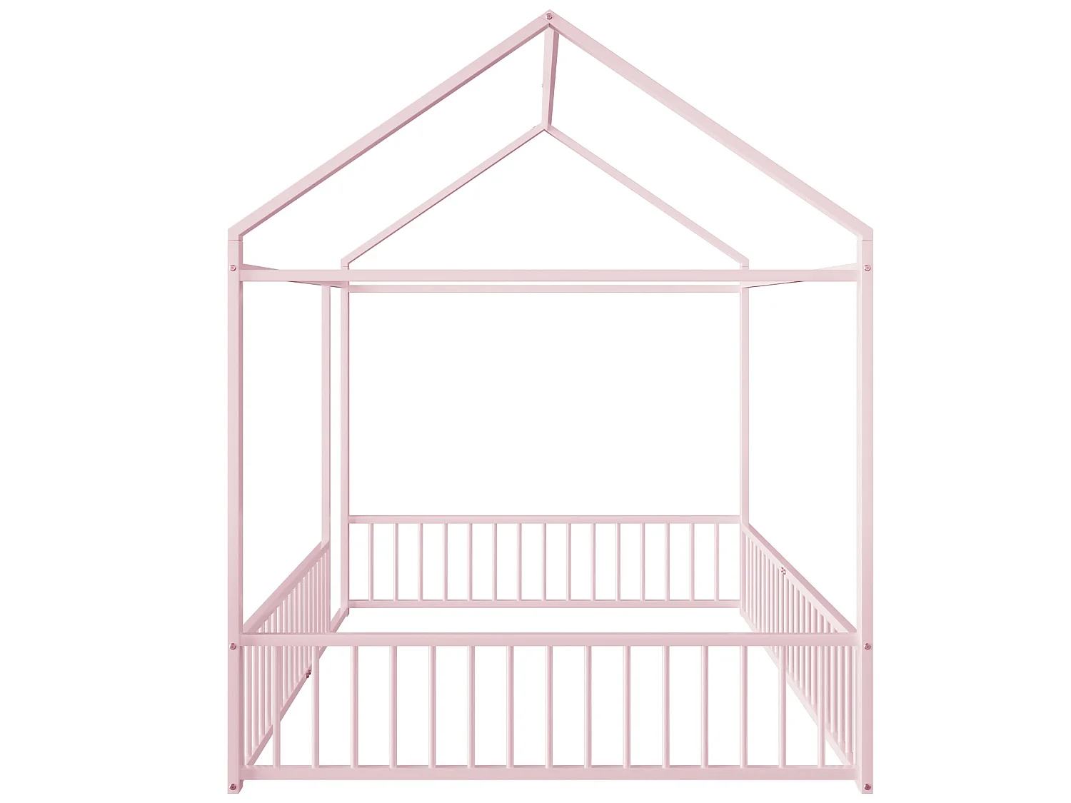 Lit cabane 140 x 200 cm - métal - sans sommier - coloris rose