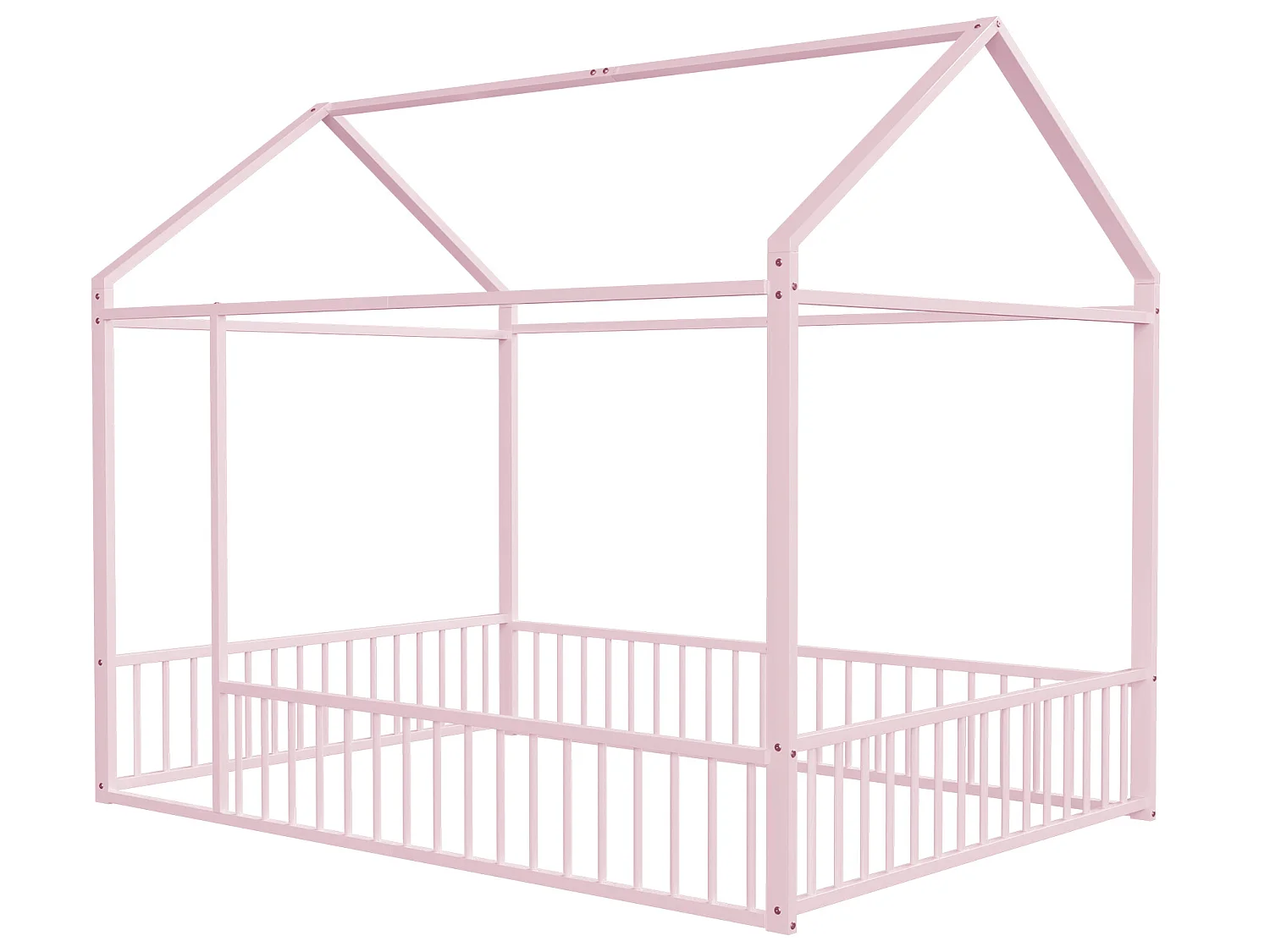 Lit cabane 140 x 200 cm - métal - sans sommier - coloris rose