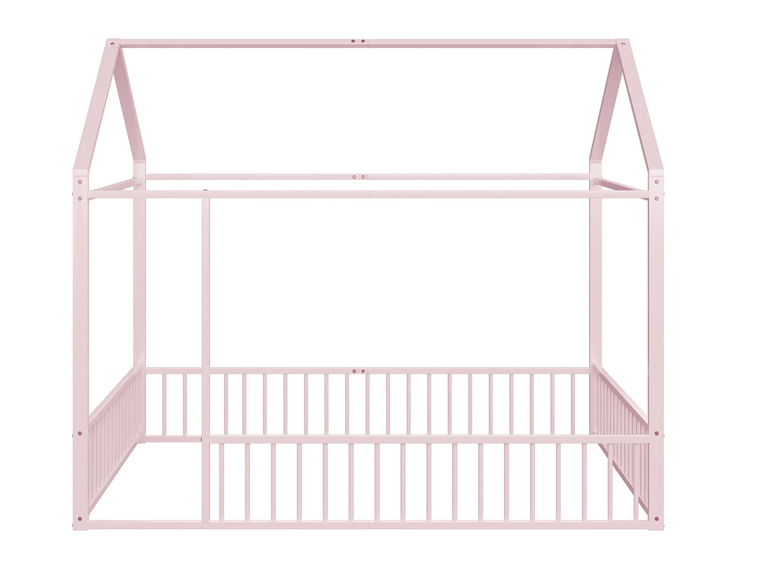 Lit cabane 140 x 200 cm - métal - sans sommier - coloris rose