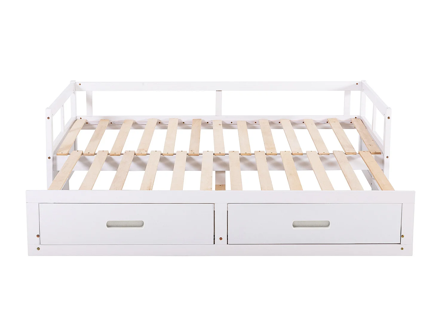 Kinderbed met onderschuifbed 90 x 200 cm met 2 lades - babybed - grenen frame - kleur wit