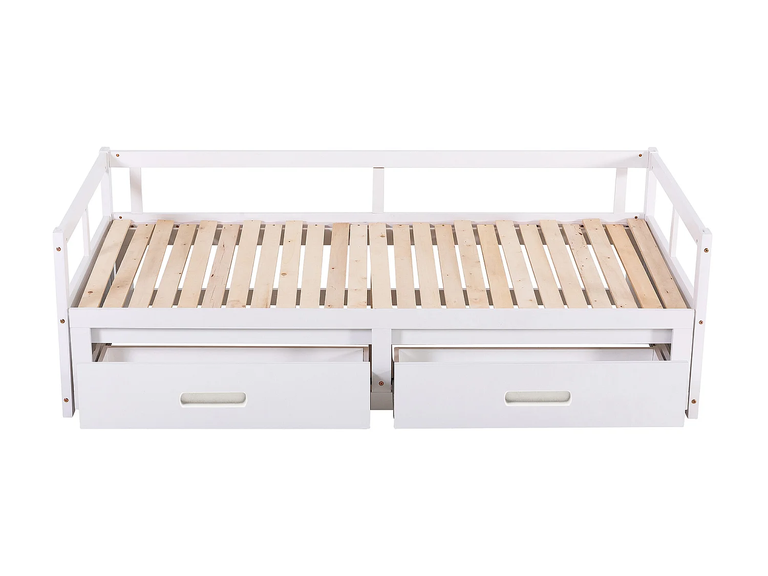 Kinderbed met onderschuifbed 90 x 200 cm met 2 lades - babybed - grenen frame - kleur wit