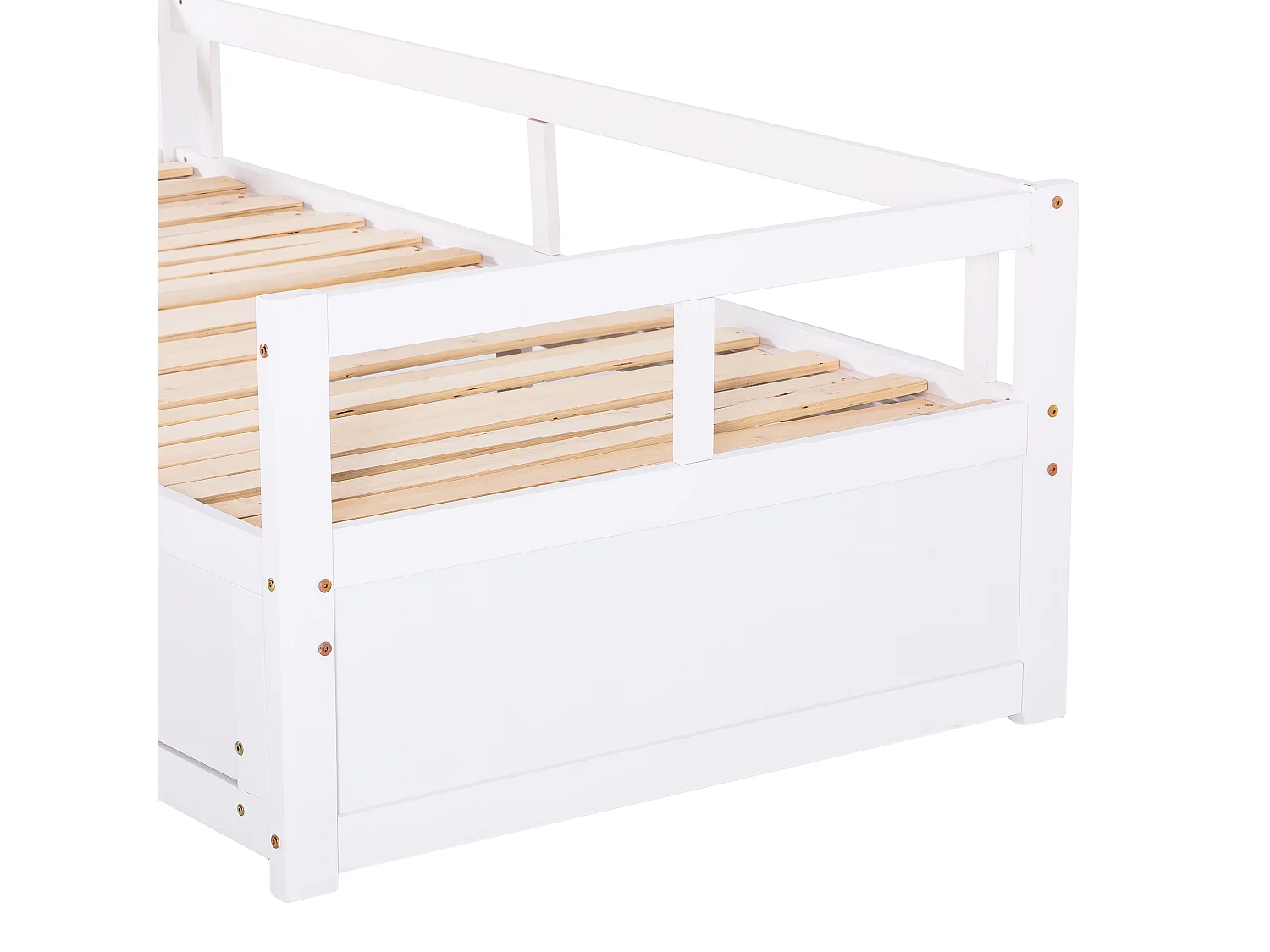 Kinderbed met onderschuifbed 90 x 200 cm met 2 lades - babybed - grenen frame - kleur wit