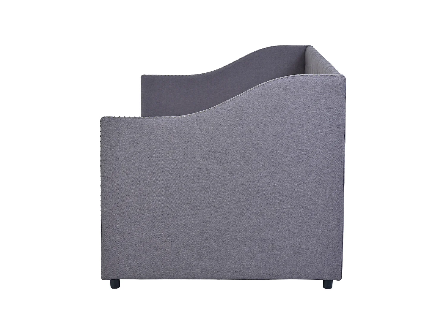 Lit gigogne 90 x 200 cm - tissu lin - boutons et rivets - style classique - coloris gris