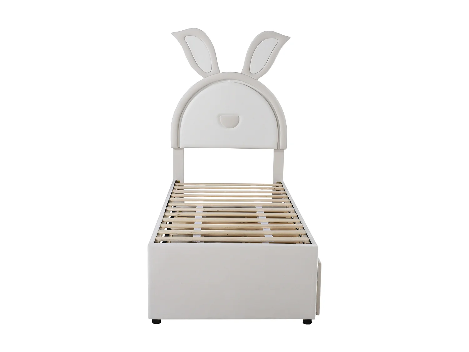 Lit gigogne 90 x 200 cm pour enfant en velours - 3 tiroirs - LEDs - coloris blanc