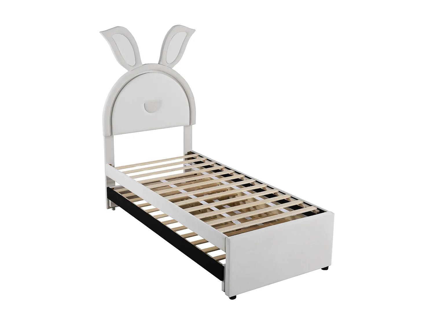 Uitschuifbaar bed 90 x 200 cm voor kinderen in fluweel - 3 laden - LED's - witte kleur