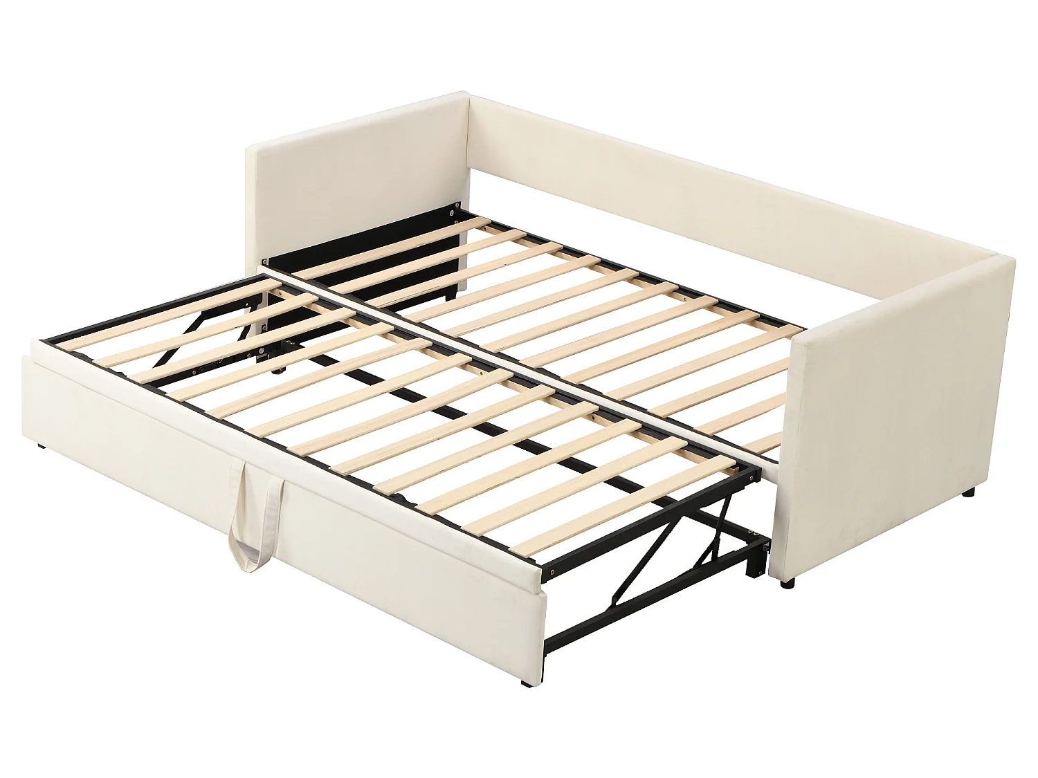Cama dobrável 90 x 200 cm para crianças - veludo - estilo contemporâneo - cor bege