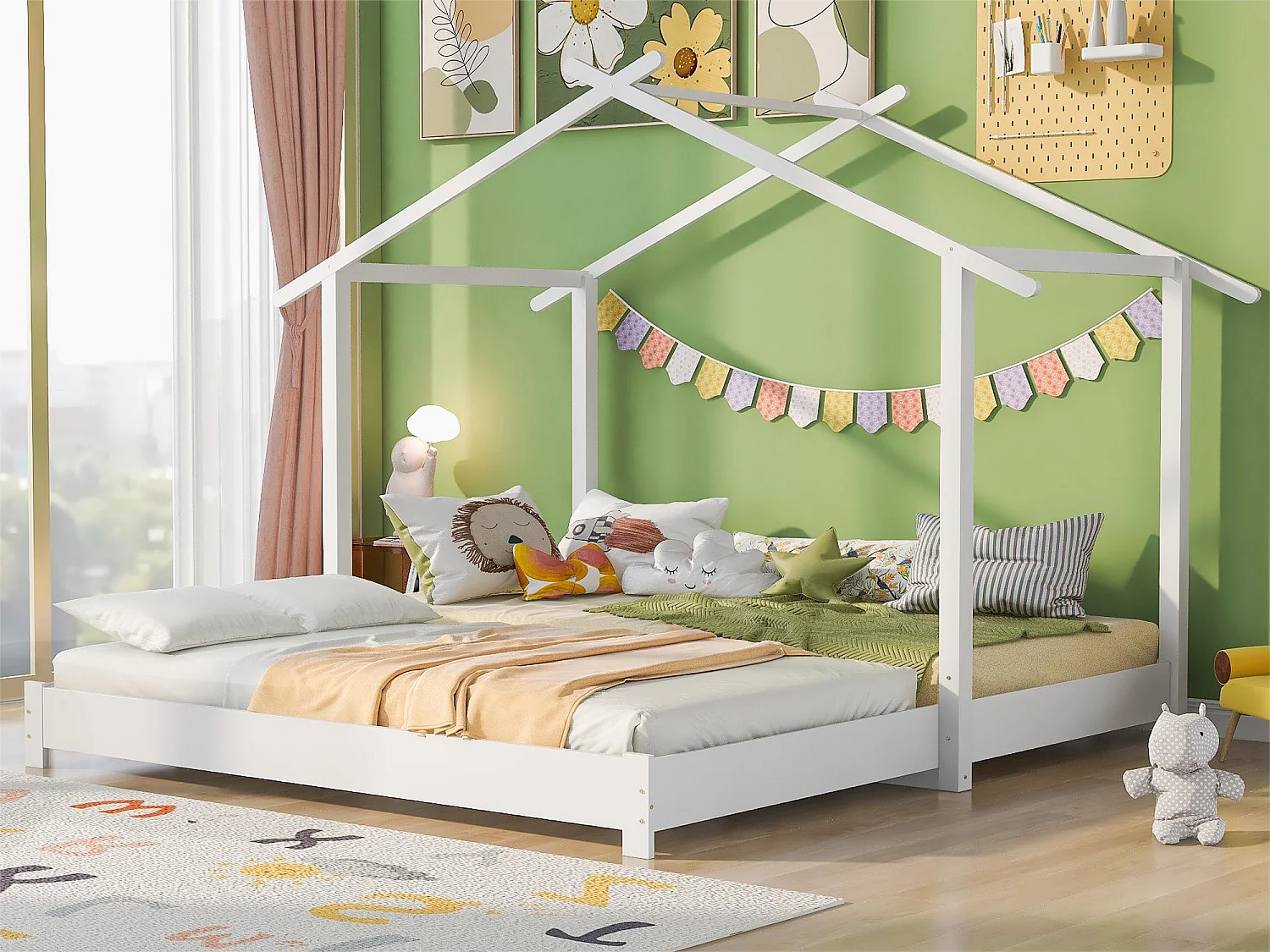 Lit gigogne pour enfant 90 x 190 cm - lit bébé - cadre en pin - coloris blanc