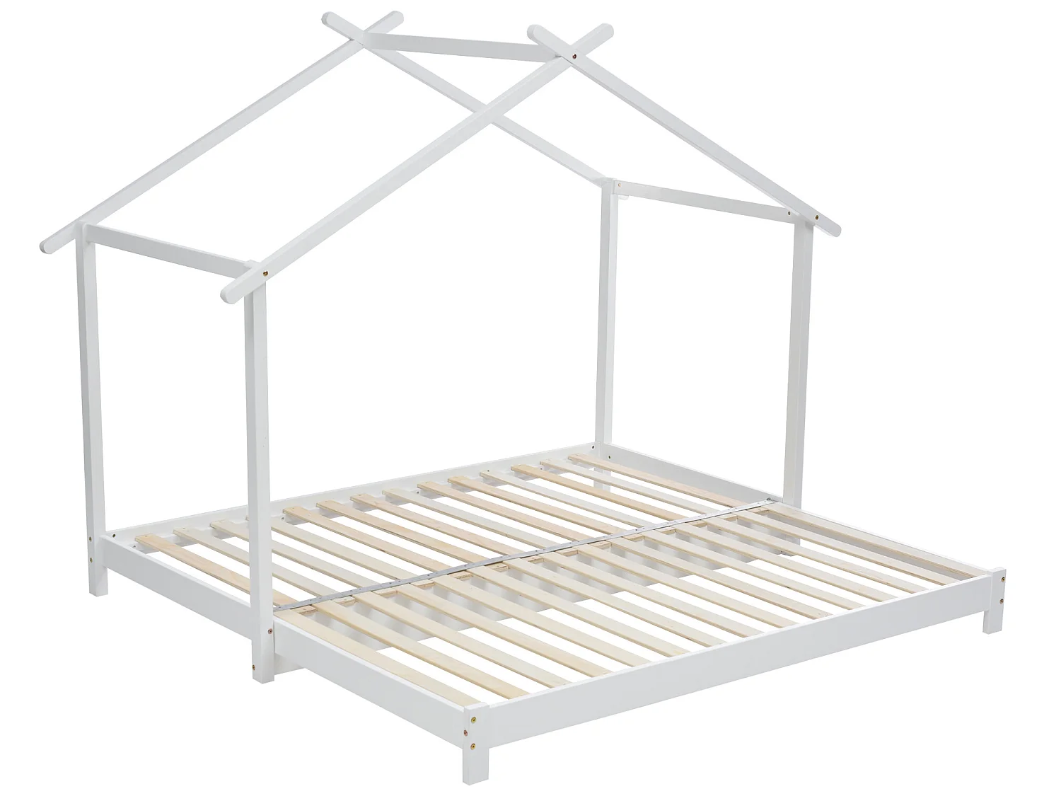 Lit gigogne pour enfant 90 x 190 cm - lit bébé - cadre en pin - coloris blanc