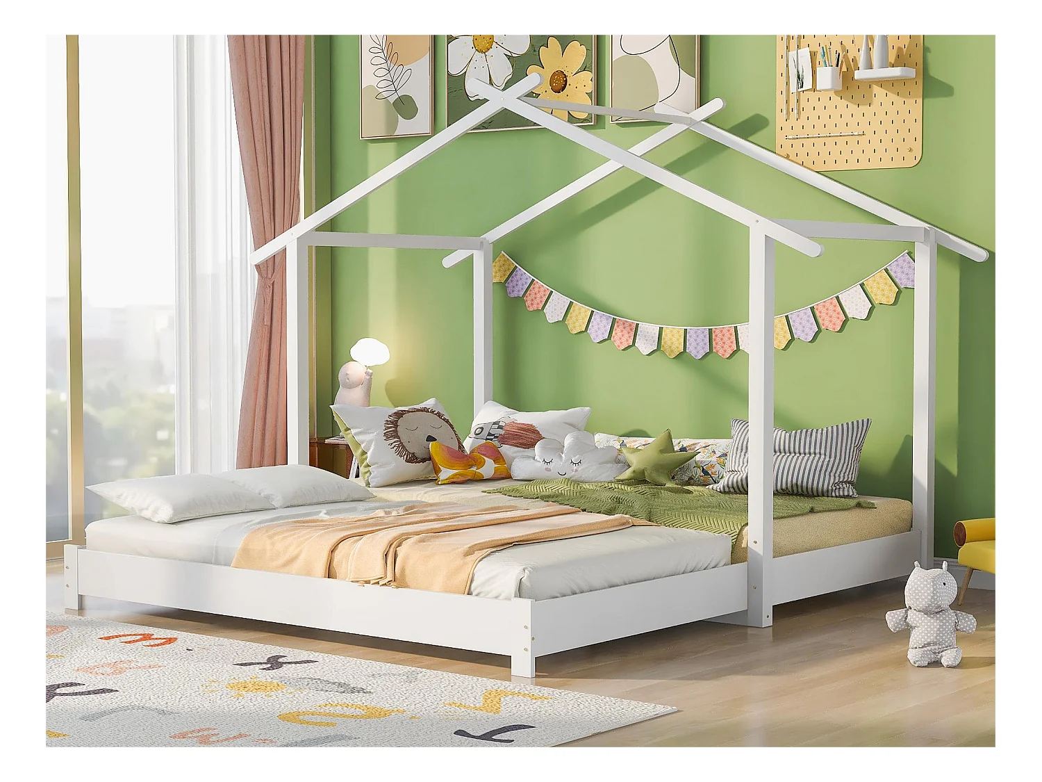 Lit gigogne pour enfant 90 x 190 cm - lit bébé - cadre en pin - coloris blanc