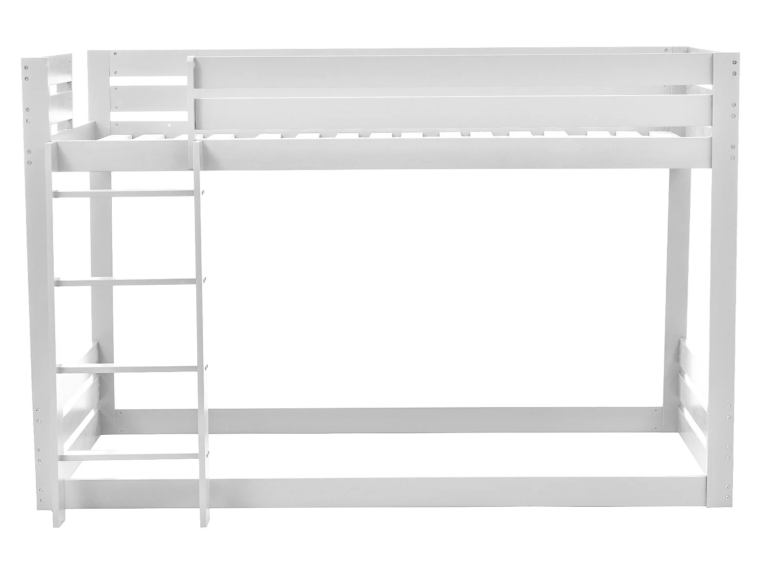 Lit superposé 2 x 90 x 200cm - toboggan + étagères - cadre en pin - coloris blanc