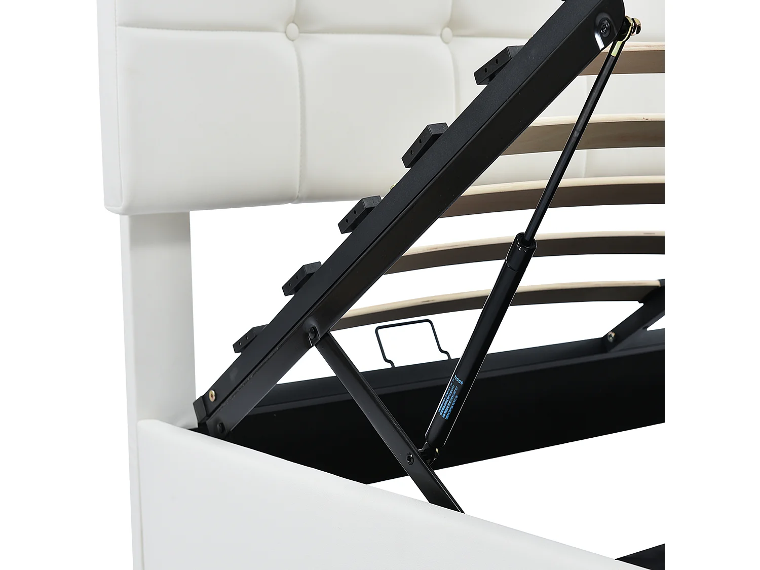 Lit coffre 140 x 200 cm - cuir PU -  LEDs et sommier inclus - pour adulte- coloris blanc