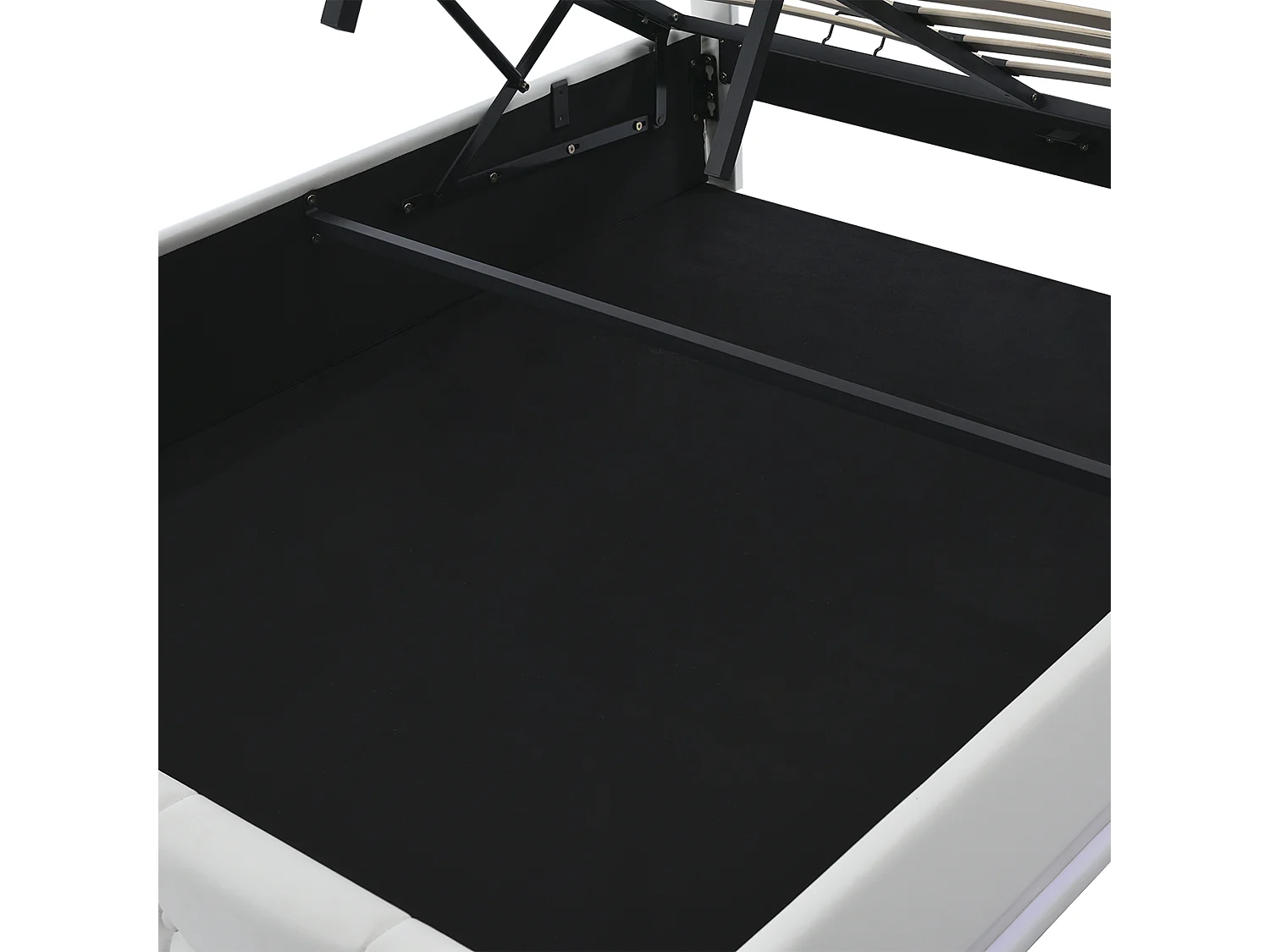 Lit coffre 140 x 200 cm - cuir PU -  LEDs et sommier inclus - pour adulte- coloris blanc