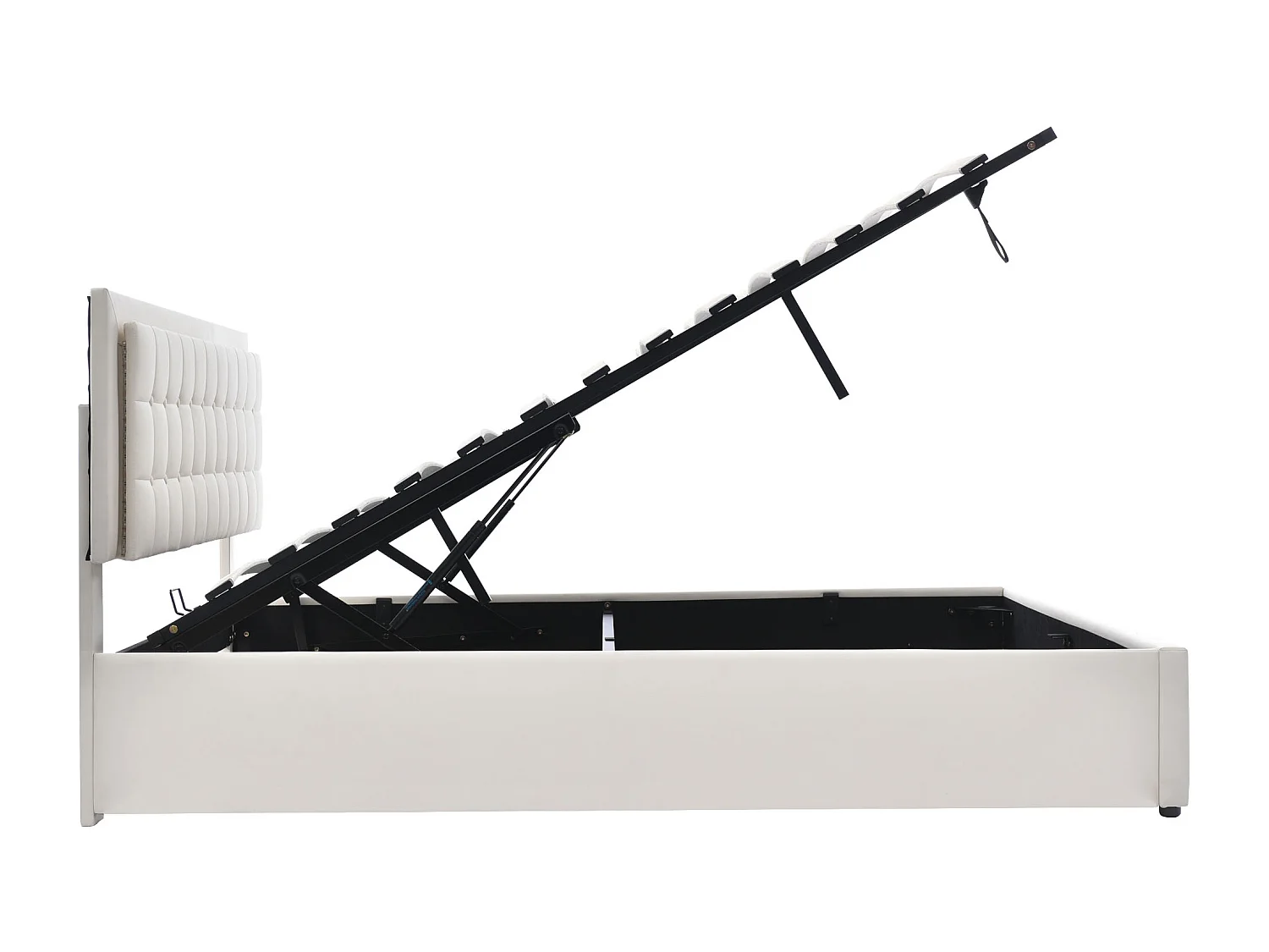 Lit coffre 160 x 200 cm - cuir pu - LEDs - sommier à lattes - blanc