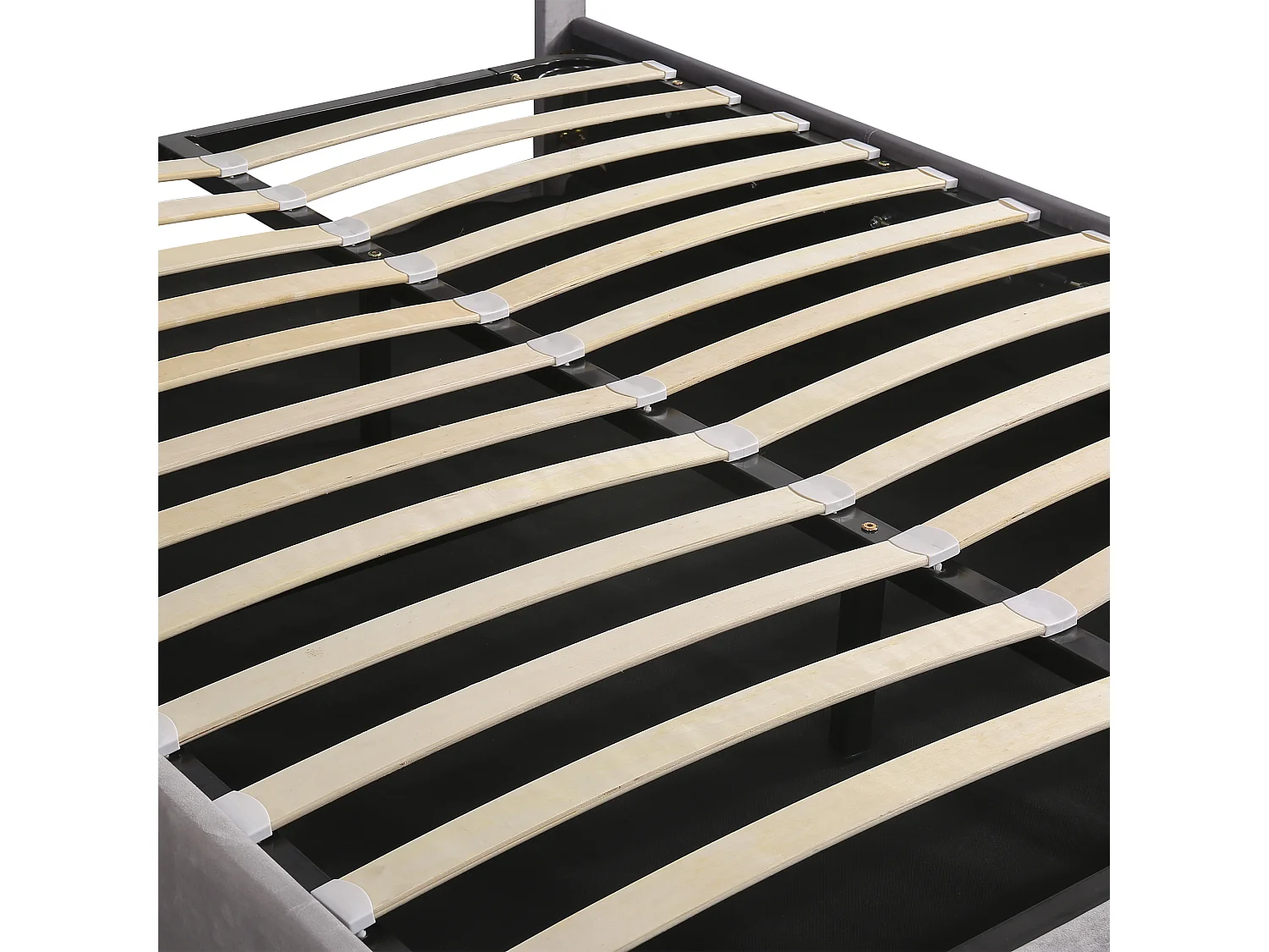 Lit coffre 140 x 200 cm - Velours - Bluetooth, LEDs et prise USB - Style contemporain - Coloris gris