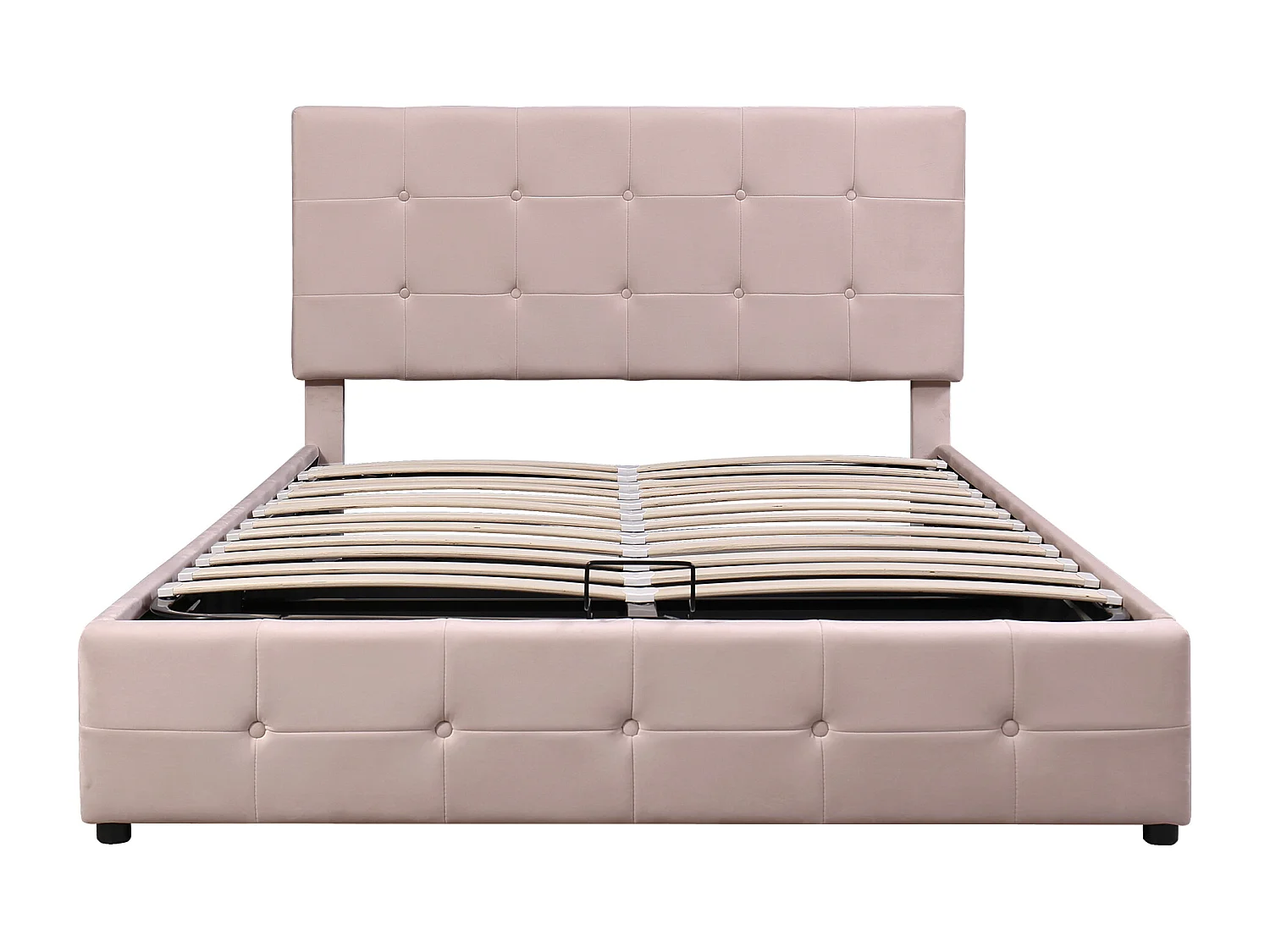 Opbergbed 140x200cm - fluweel - verstelbaar hoofdeinde - beige kleur