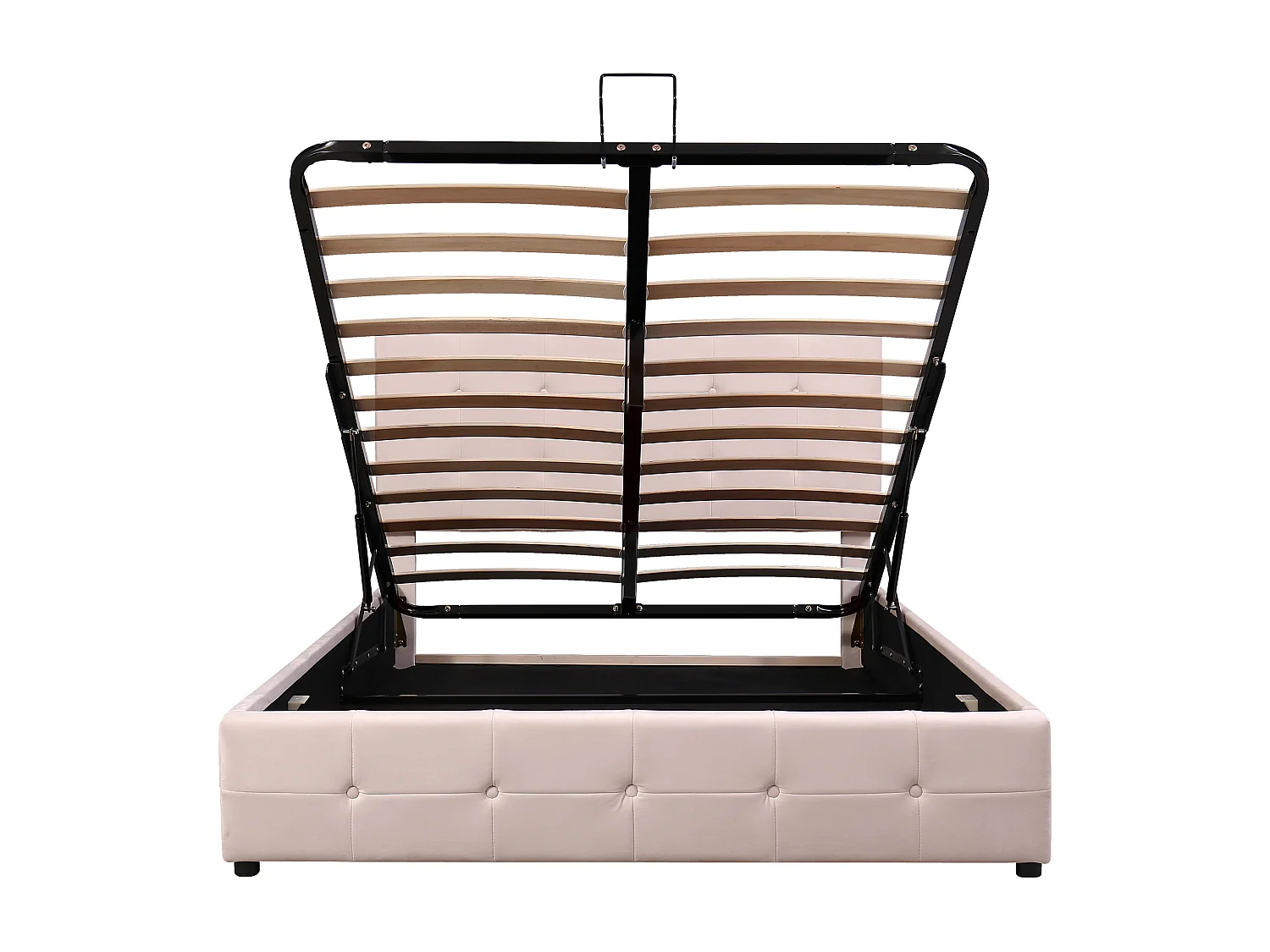 Opbergbed 140x200cm - fluweel - verstelbaar hoofdeinde - beige kleur