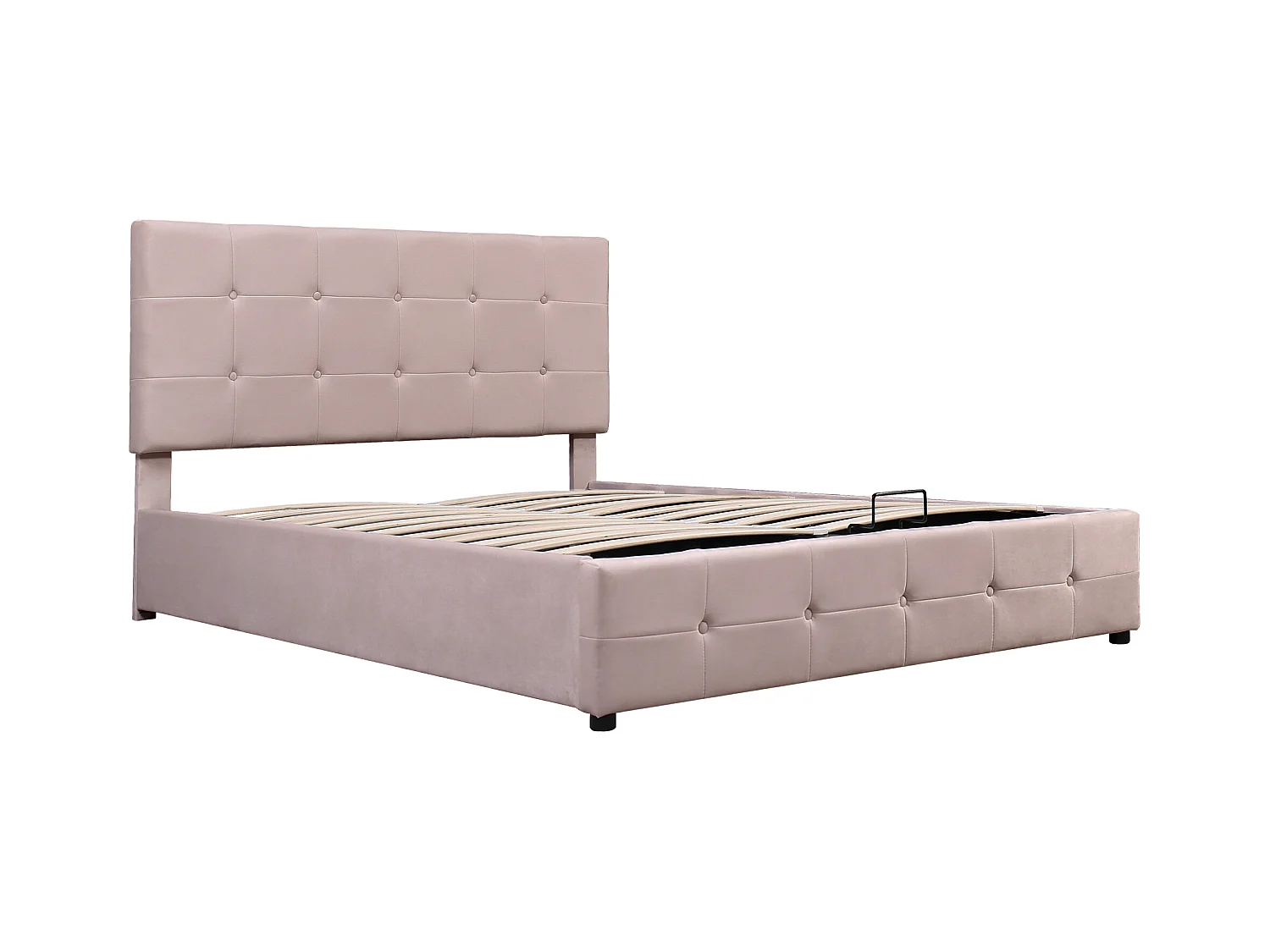 Lit coffre 140x200cm - velours - tête de lit réglable - coloris beige