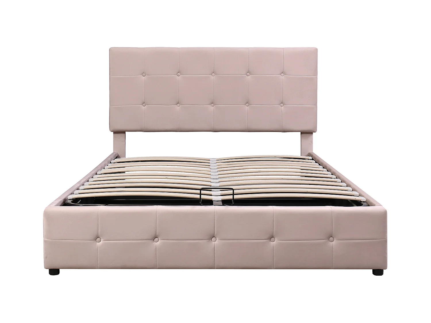 Lit coffre 140x200cm - velours - tête de lit réglable - coloris beige