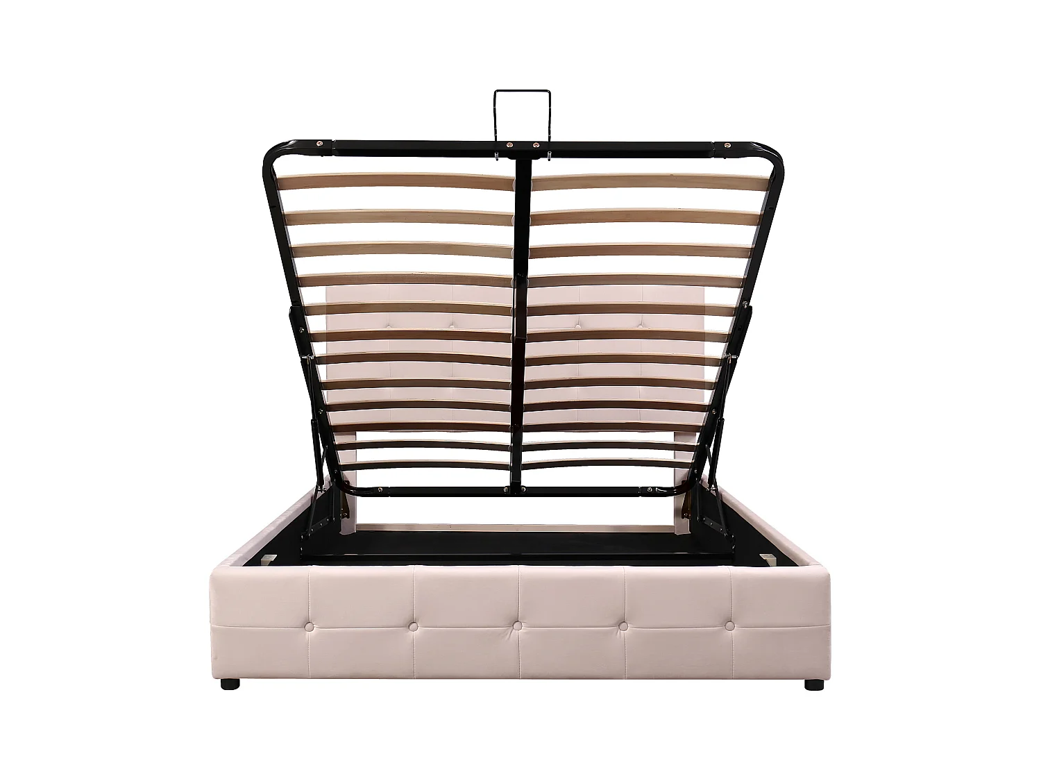 Lit coffre 140x200cm - velours - tête de lit réglable - coloris beige