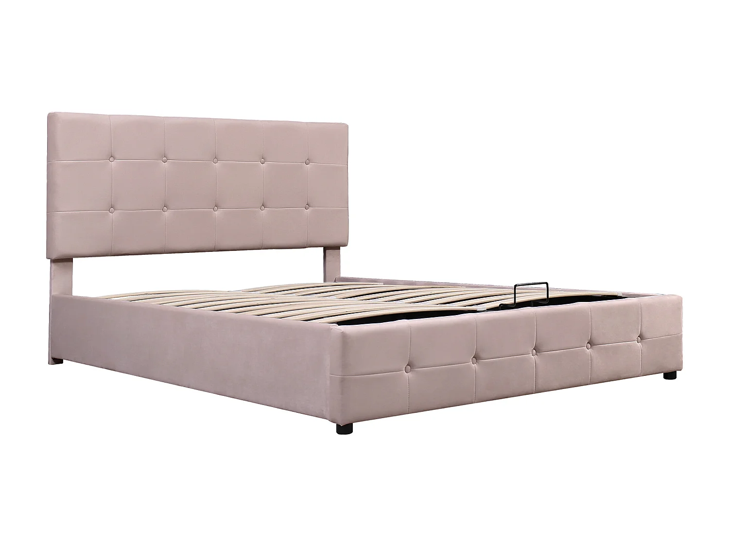 Opbergbed 140x200cm - fluweel - verstelbaar hoofdeinde - beige kleur