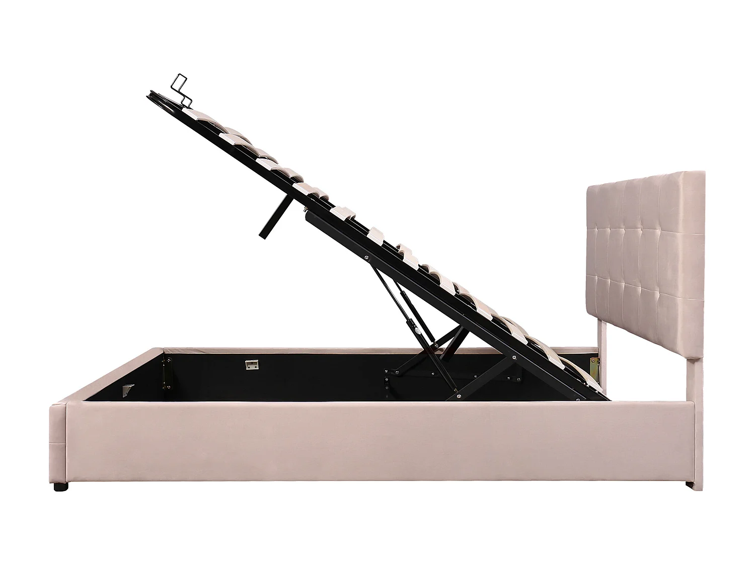 Opbergbed 140x200cm - fluweel - verstelbaar hoofdeinde - beige kleur