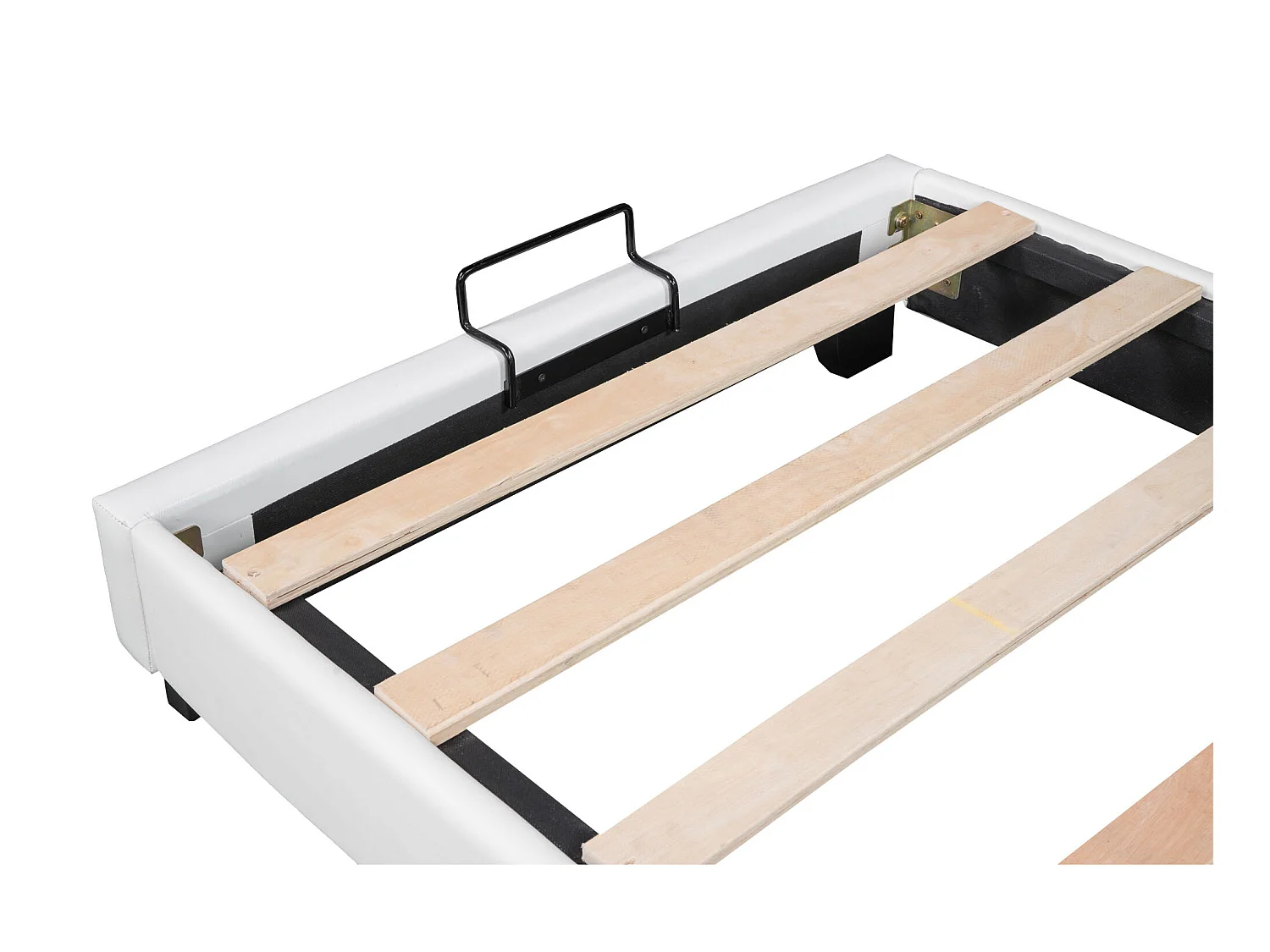 Lit coffre avec tête de lit lapin - 90 x 200cm - cuir PU - pour enfant - coloris blanc