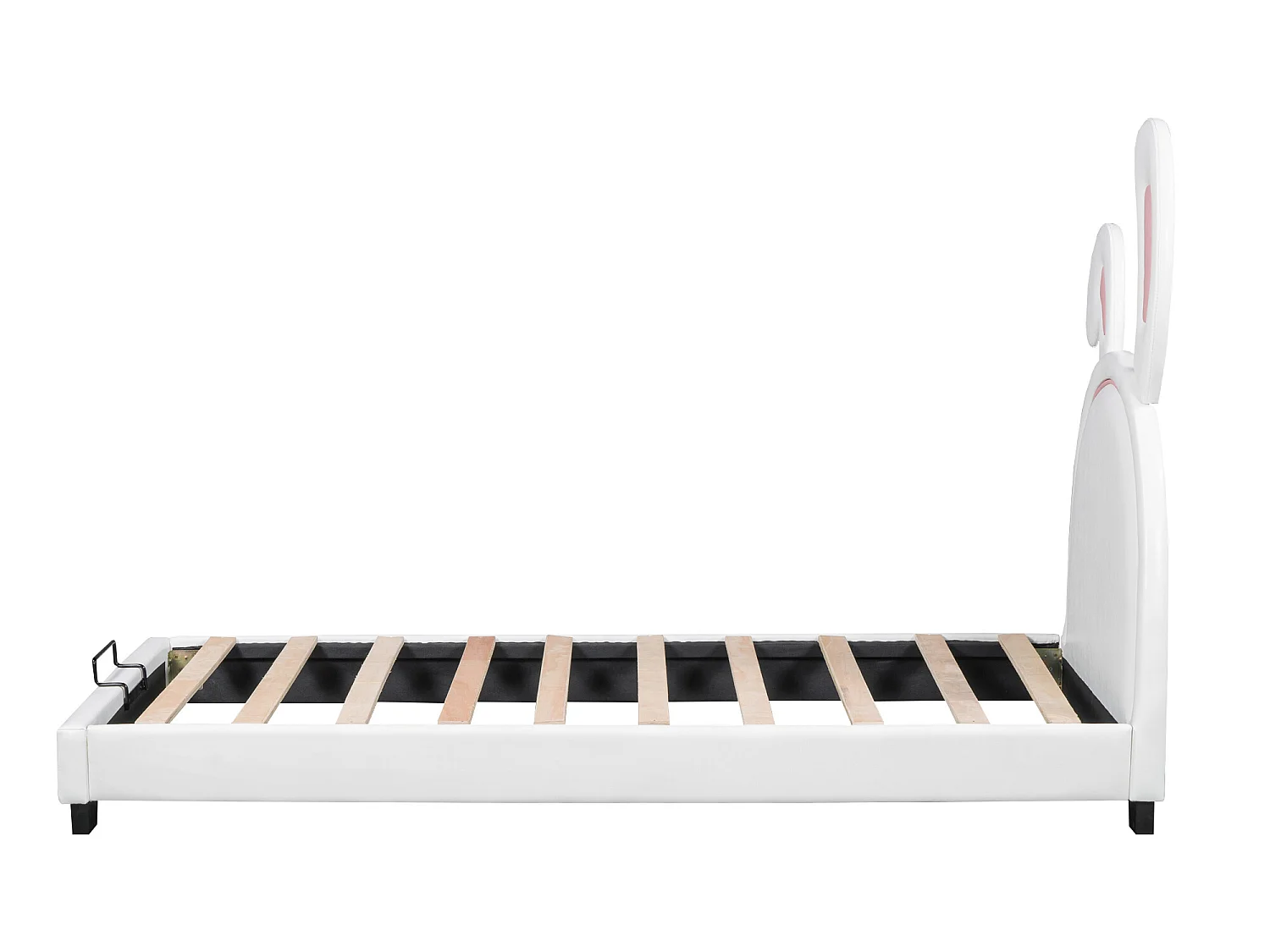 Lit coffre avec tête de lit lapin - 90 x 200cm - cuir PU - pour enfant - coloris blanc