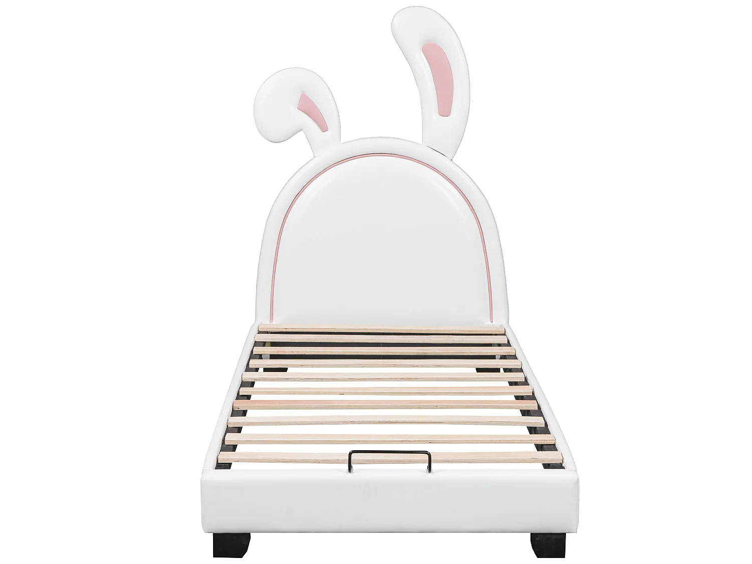 Lit coffre avec tête de lit lapin - 90 x 200cm - cuir PU - pour enfant - coloris blanc