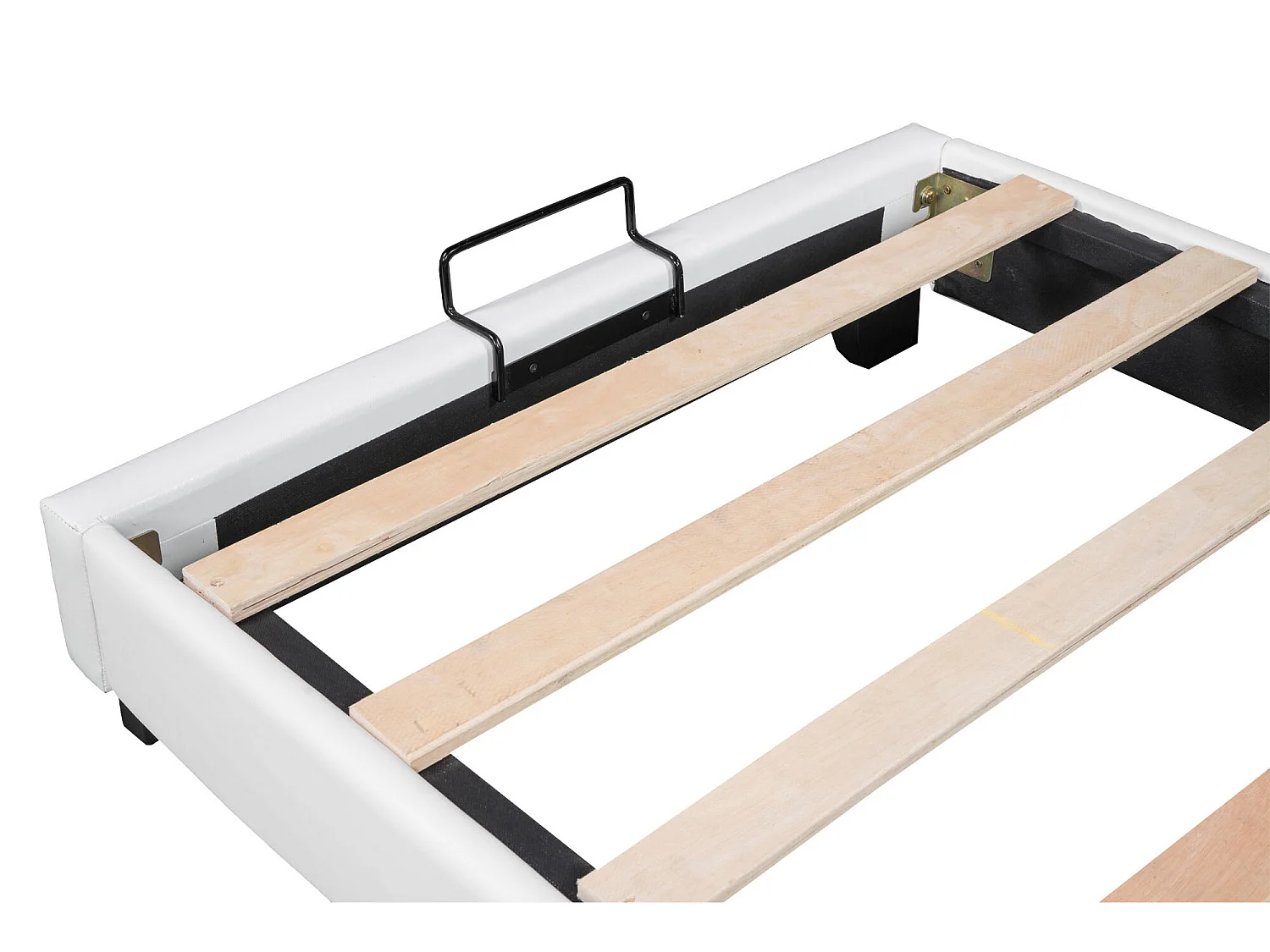 Lit coffre avec tête de lit lapin - 90 x 200cm - cuir PU - pour enfant - coloris blanc