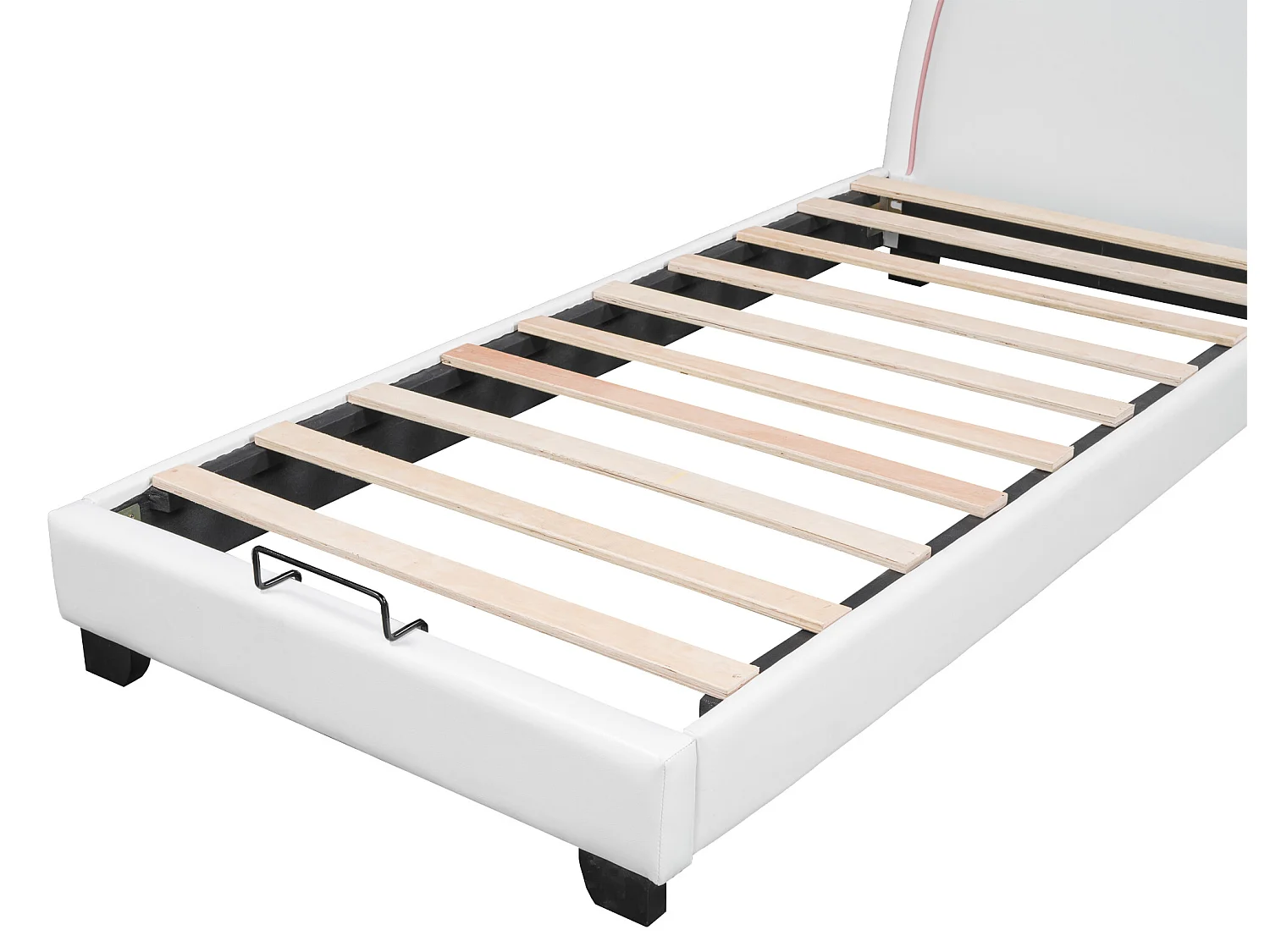 Lit coffre avec tête de lit lapin - 90 x 200cm - cuir PU - pour enfant - coloris blanc