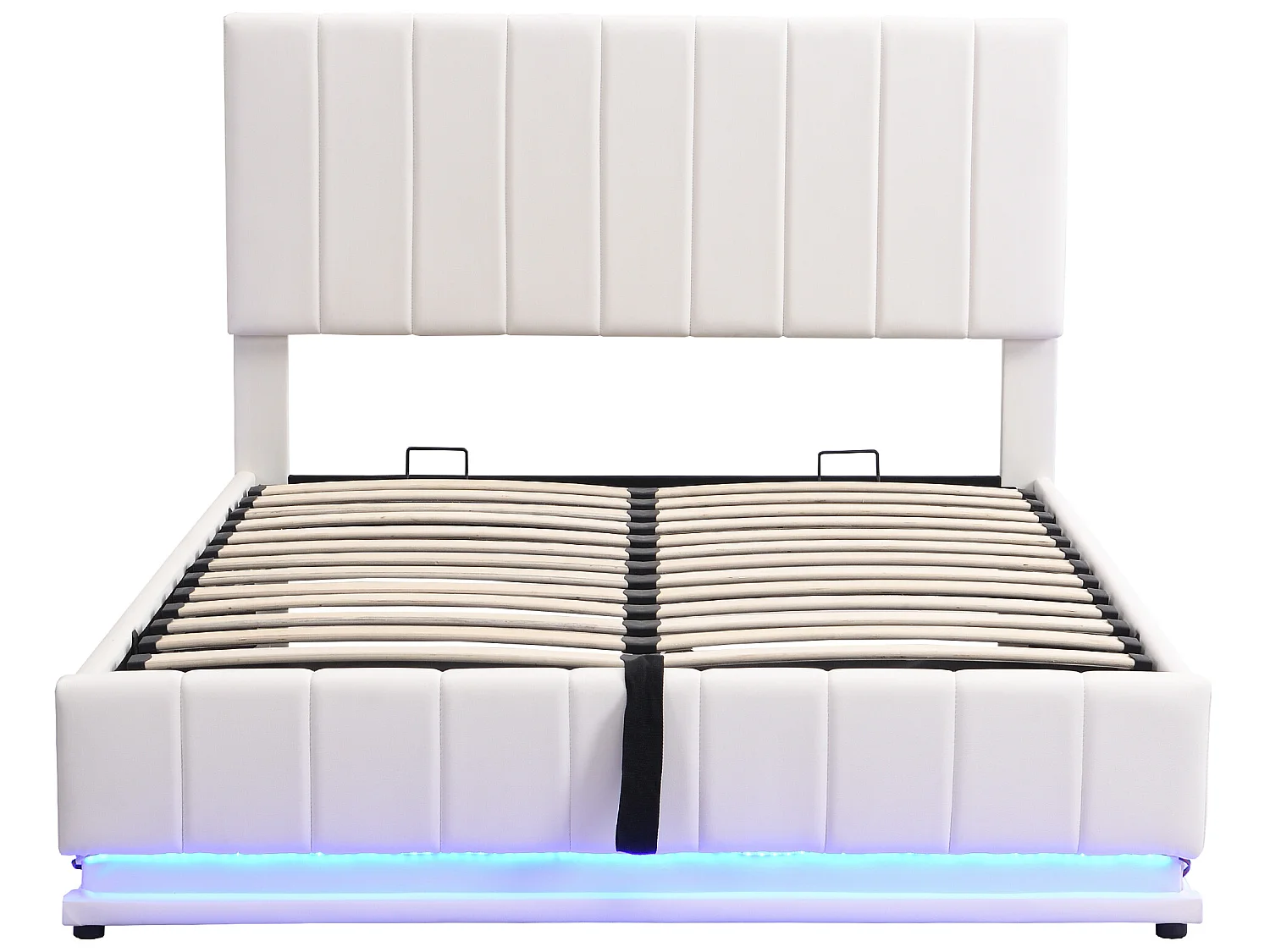 Letto contenitore con testiera regolabile - 140 x 200 cm - Pelle PU - LED - colore bianco