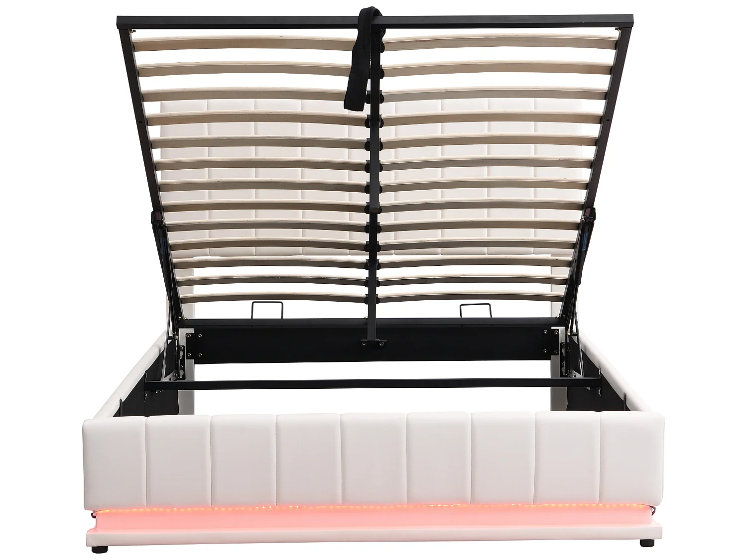Letto contenitore con testiera regolabile - 140 x 200 cm - Pelle PU - LED - colore bianco