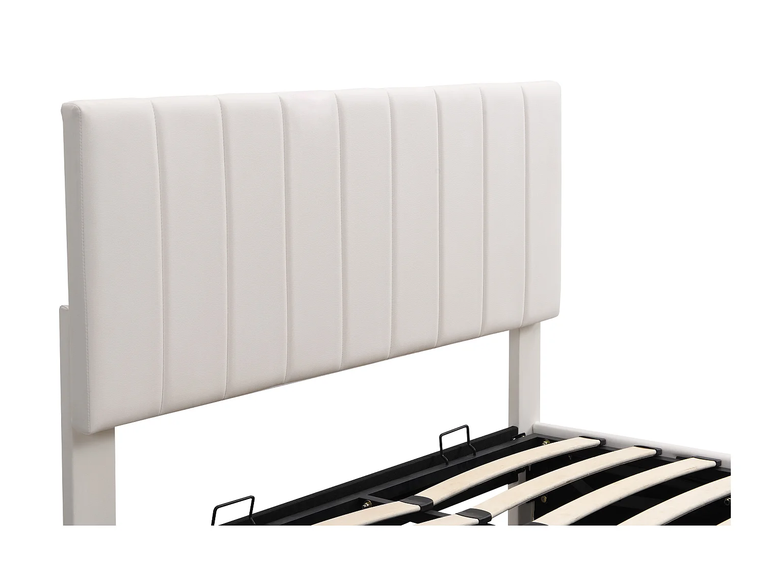 Lit coffre avec tête de lit réglable - 140 x 200 cm - cuir PU - LEDs - coloris blanc