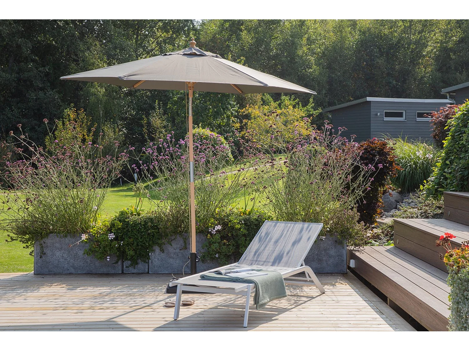 Parasol en Bois "Corypho" 250cm Gris