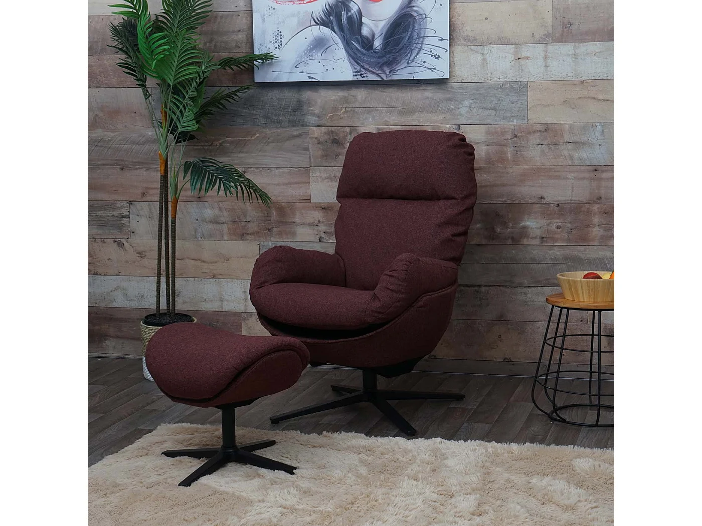 Leżanka + taboret obrotowy MCW-L12,  bordo