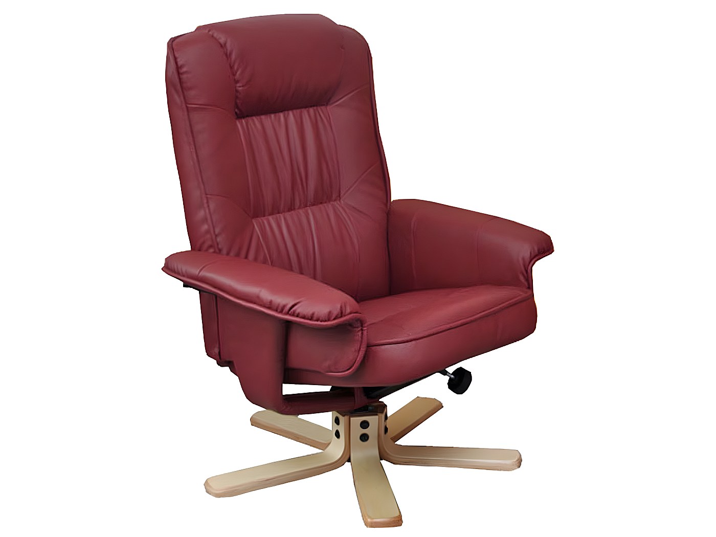 Poltrona Relax Reclinabile In Ecopelle Brown - 4 Posizioni, Struttura In Legno Di Faggio