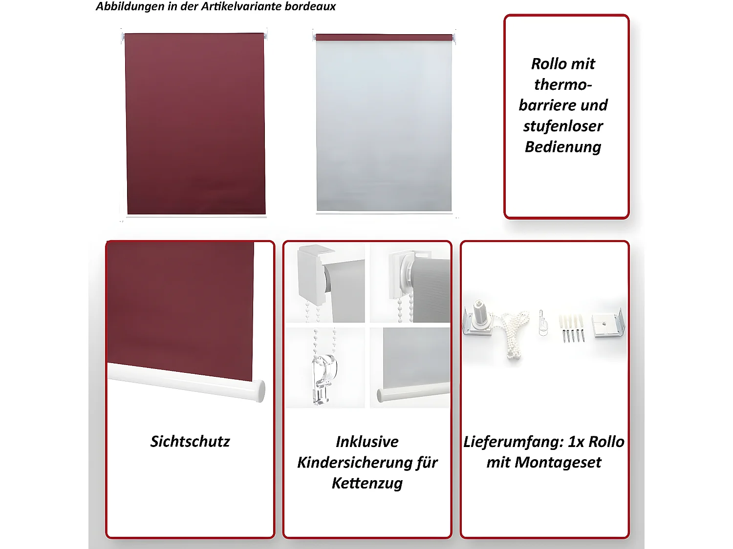 Rolgordijn MCW-D52,  rood/wit/beige