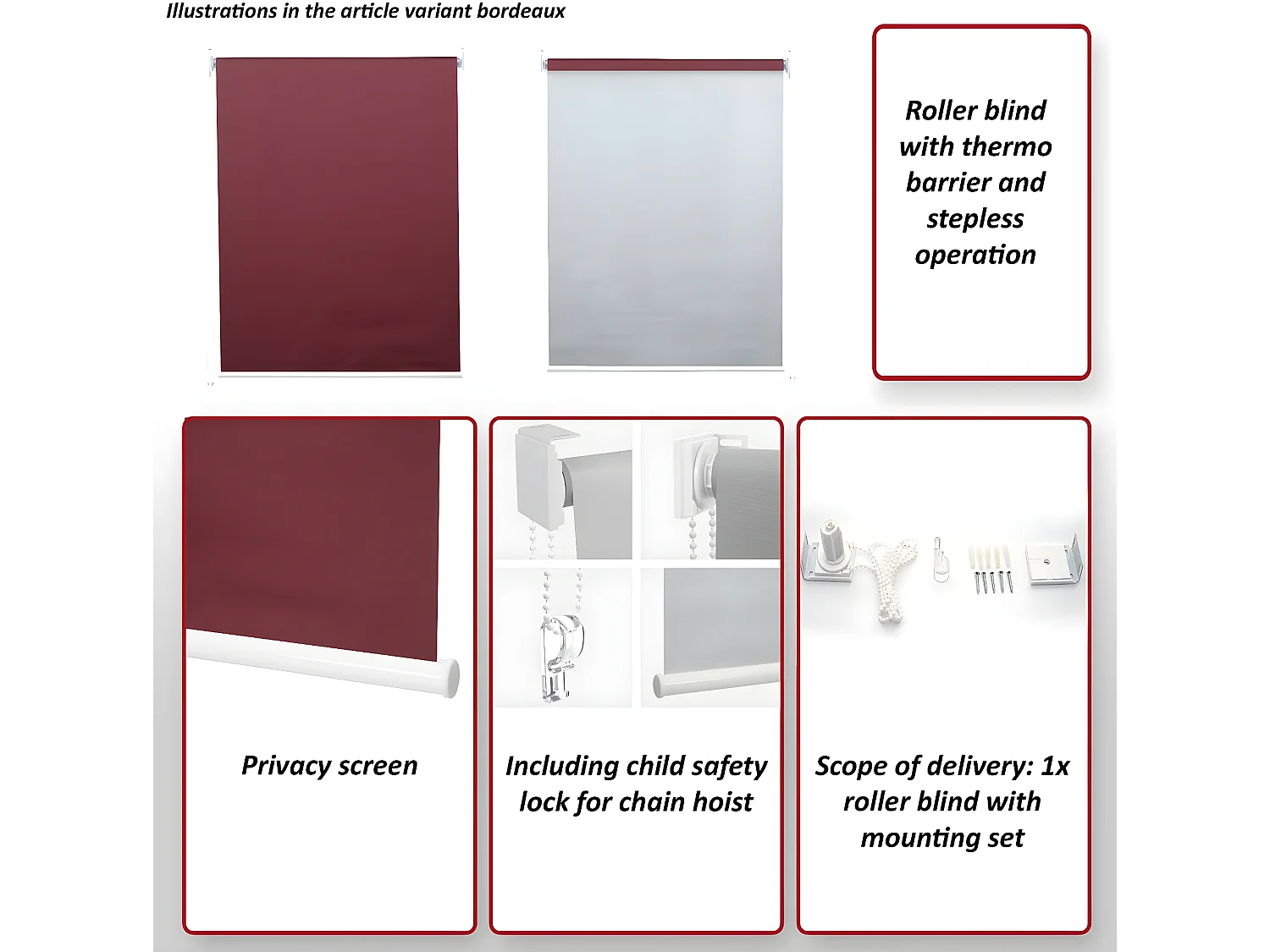 Rolgordijn MCW-D52,  rood/wit/beige