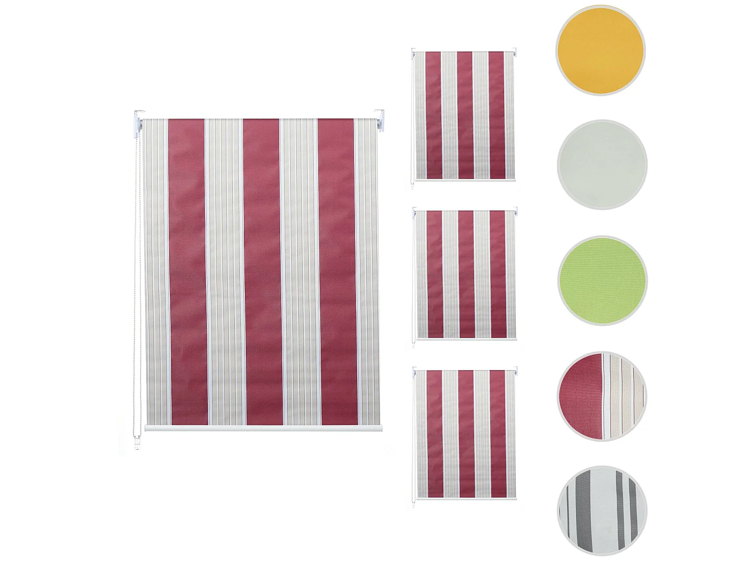 Rolgordijn MCW-D52 (set van 4),  rood/wit/beige