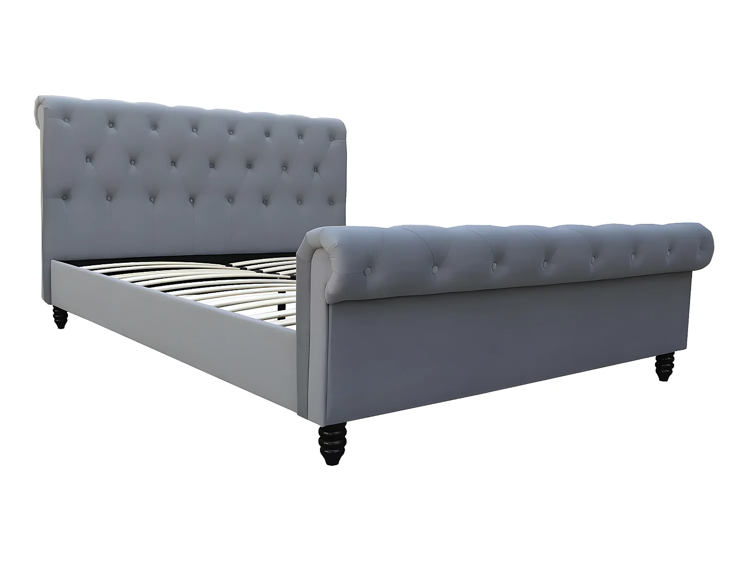 Lit Velours "Godefroy" - 140 x 190 cm - Gris