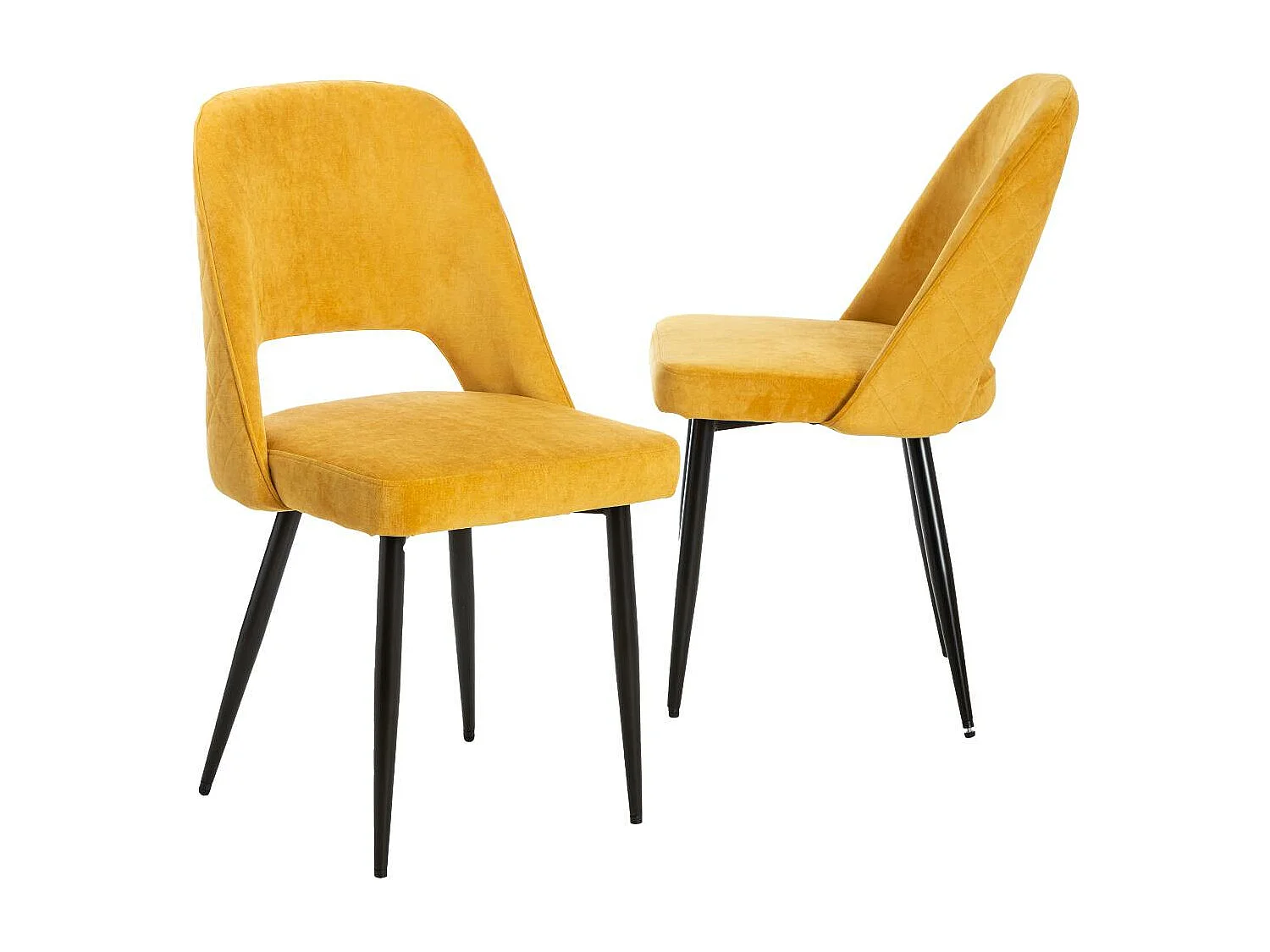 Chaise en velours moutarde Rumba (lot de 2)