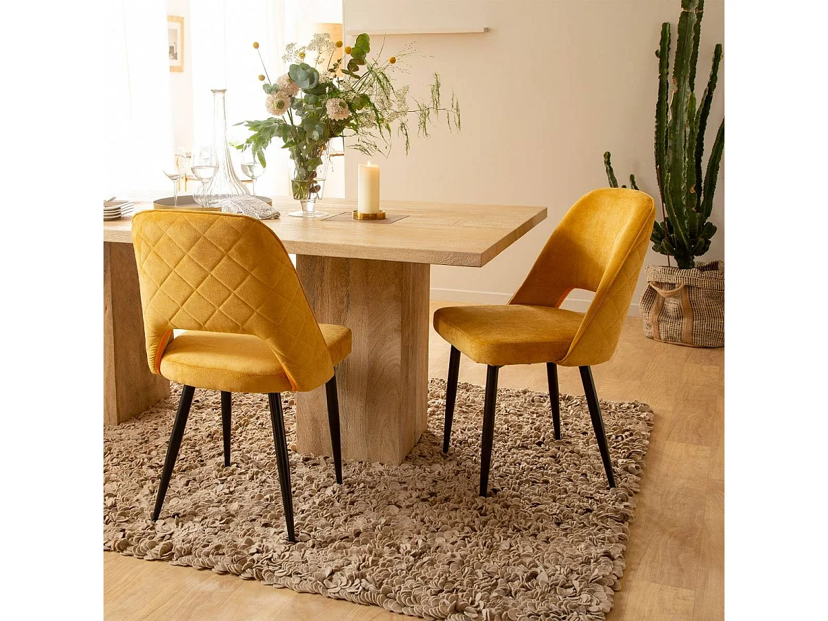 Chaise en velours moutarde Rumba (lot de 2)
