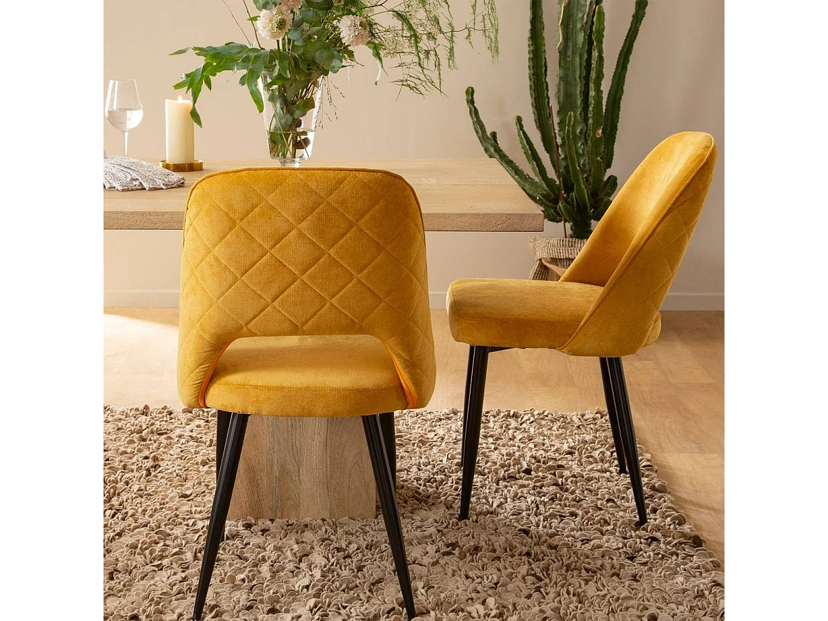 Chaise en velours moutarde Rumba (lot de 2)