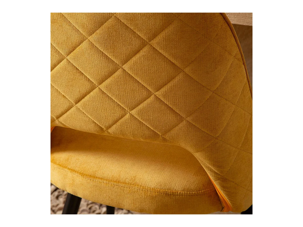 Juego de 2 sillas de terciopelo mostaza Rumba contemporáneas y elegantes