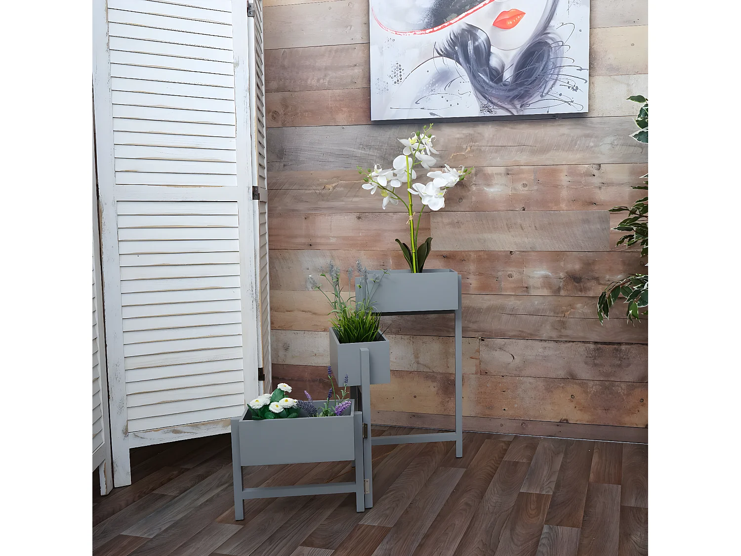 Étagère à plantes Étagère sur pied,  gris-bleu