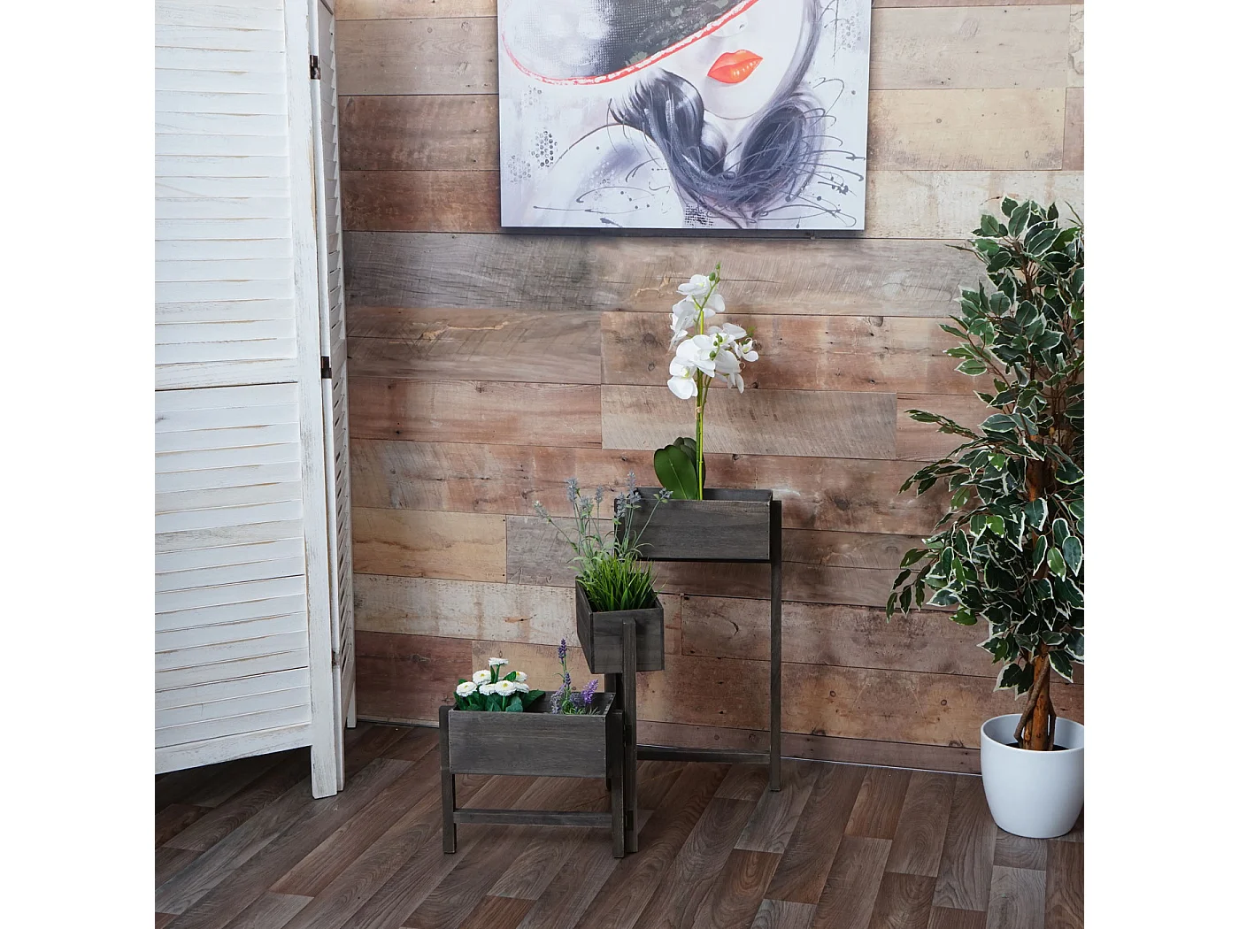 Étagère à plantes Étagère sur pied,  gris-brun