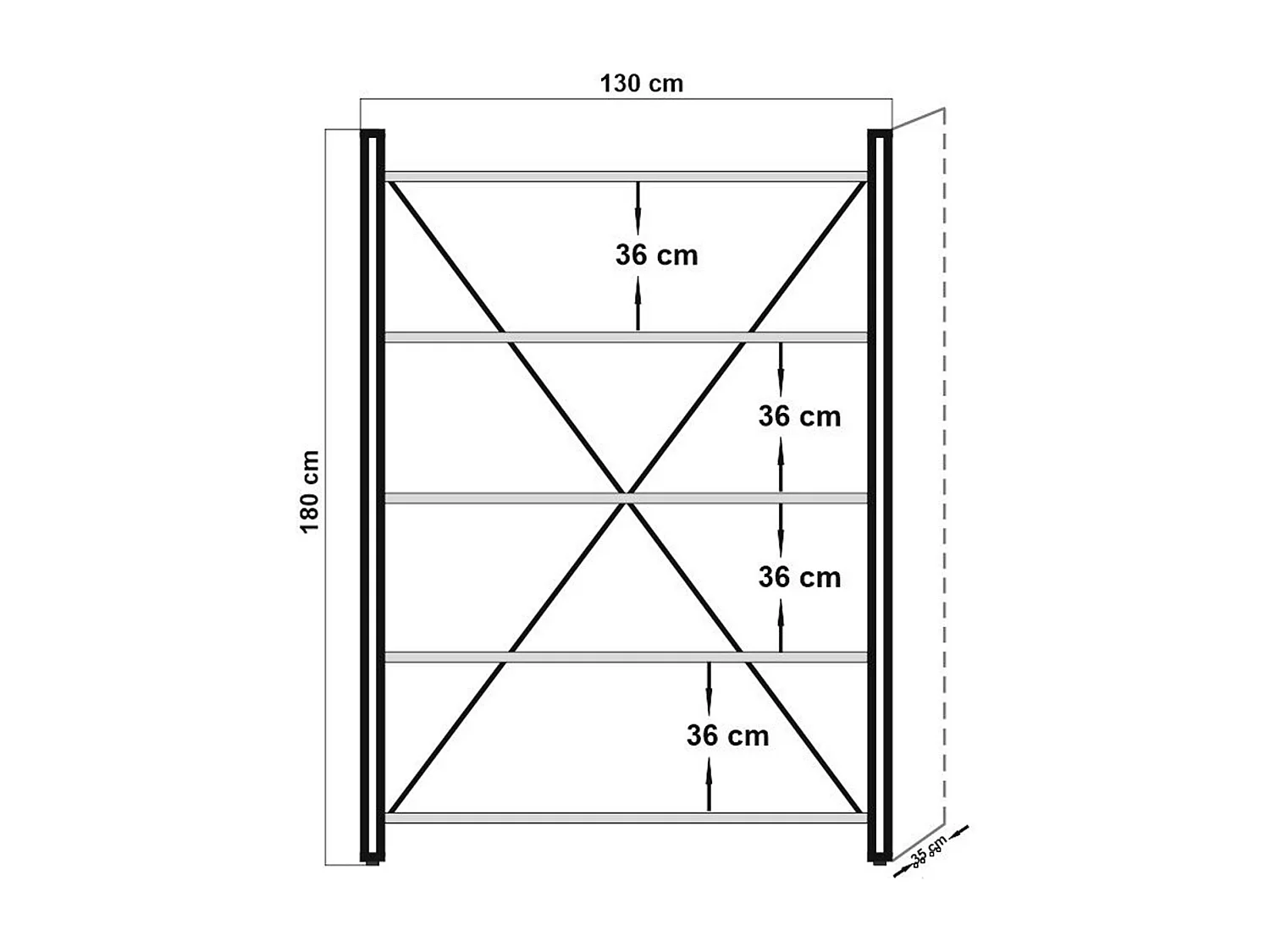 Estante Industrial – 130 x 180 x 35 cm – Pinheiro Atlântico e Preto – Melamina