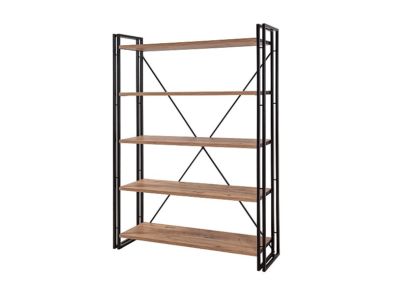 Étagère bibliothèque style industriel Bentalo L130cm Bois Pin foncé et ...
