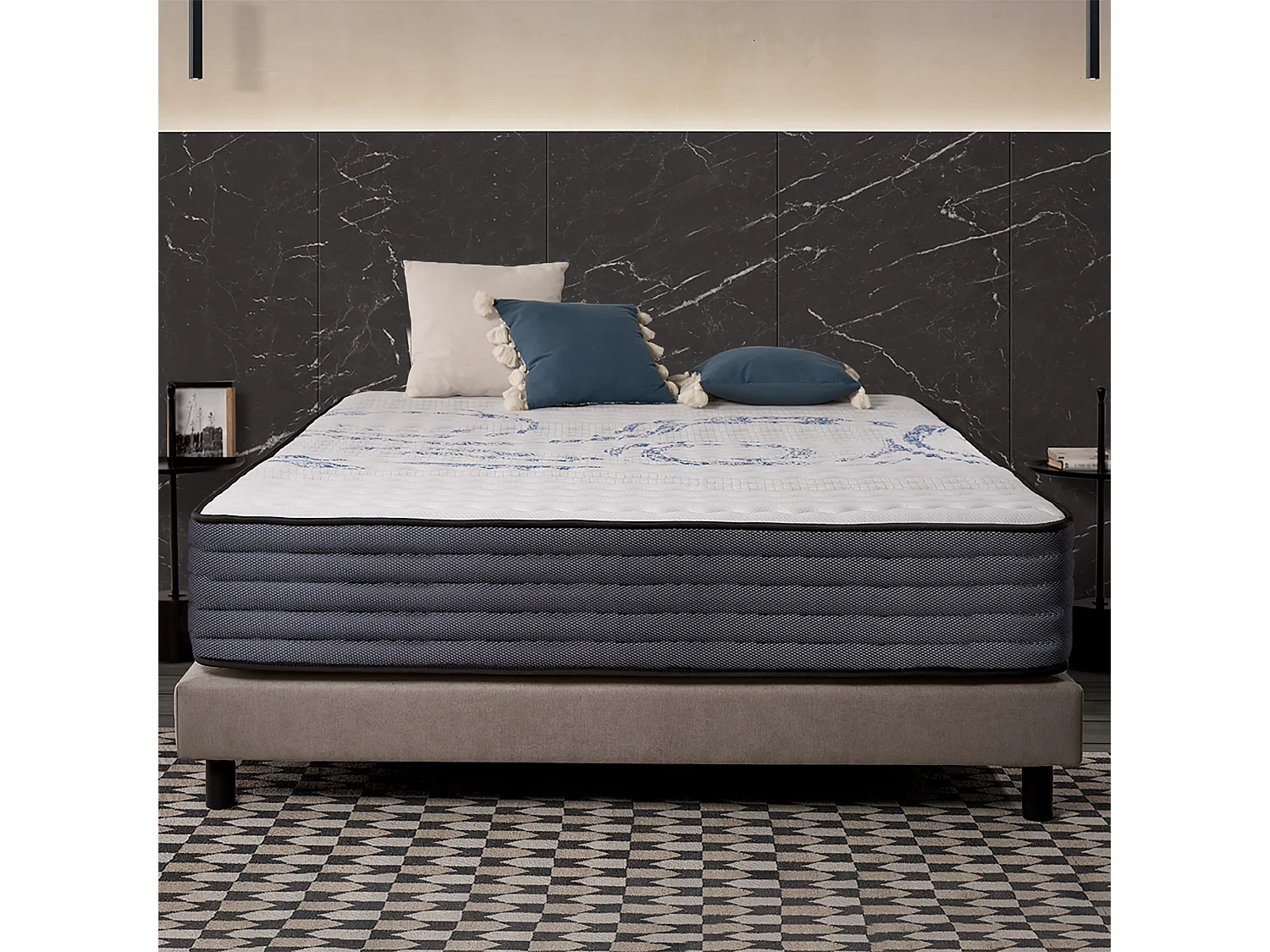 Matelas Perfectsleep 150x190 cm - Mousse HR - Accueil Blue Latex - Très épais 32 cm, Mémoire de forme, Confortable, Face été, hiver - Antibactérien