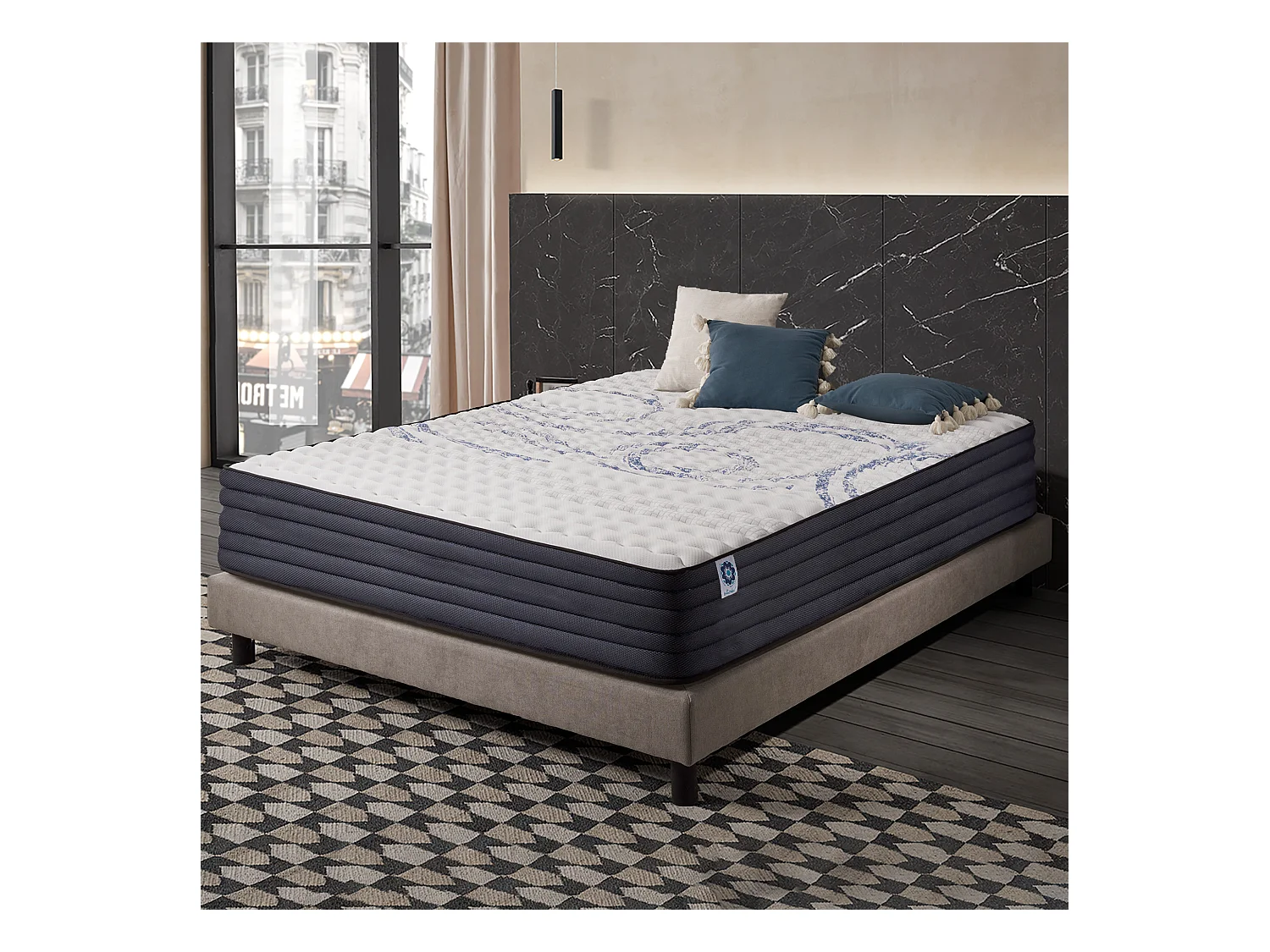 Matelas Perfectsleep 140x200 cm - Mousse HR - Accueil Blue Latex - Très épais 32 cm, Mémoire de forme, Confortable, Face été, hiver - Antibactérien